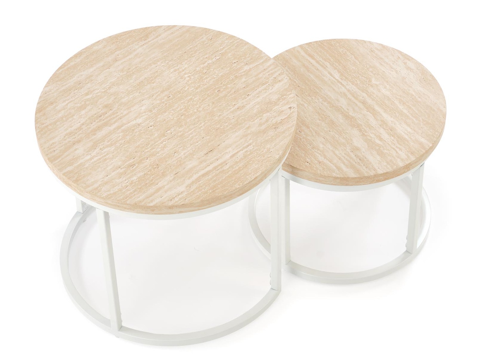 Комплект журнальных столиков Houston 951 (Светлый травертин + Белый)