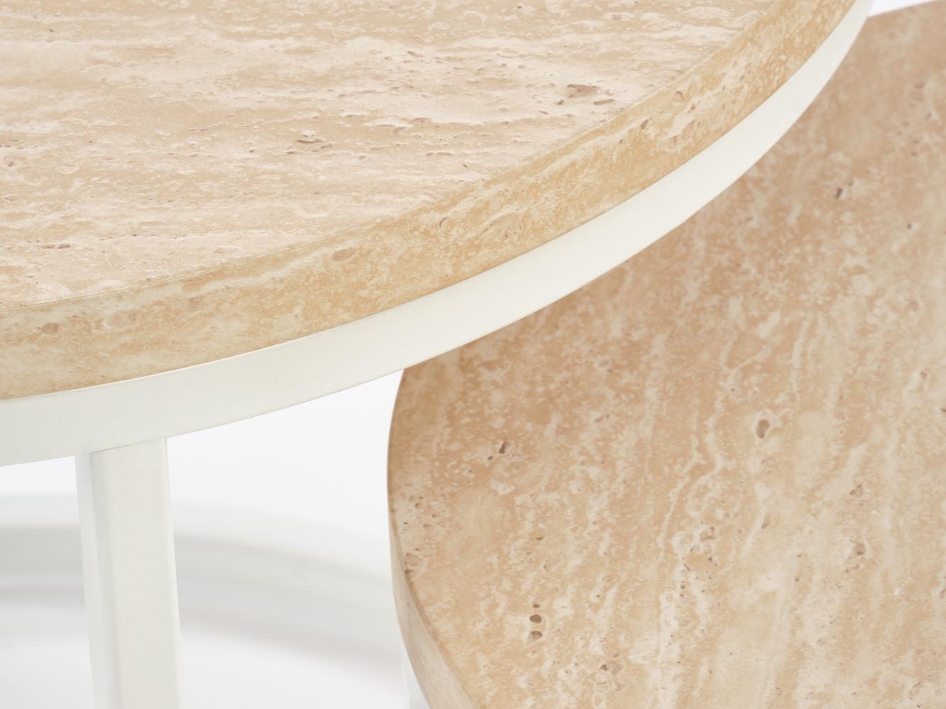 Комплект журнальных столиков Houston 951 (Светлый травертин + Белый)