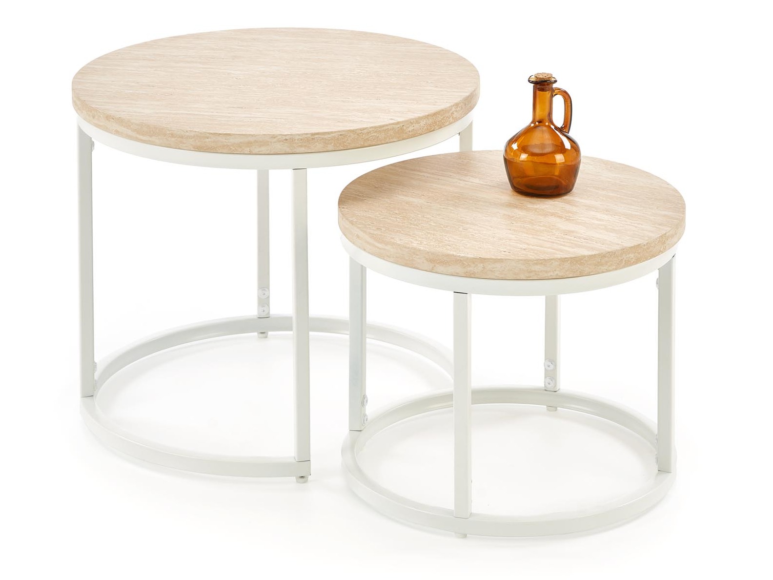 Žurnālu galdiņu komplekts Houston 951 (Gaišs travertīns + Balts)