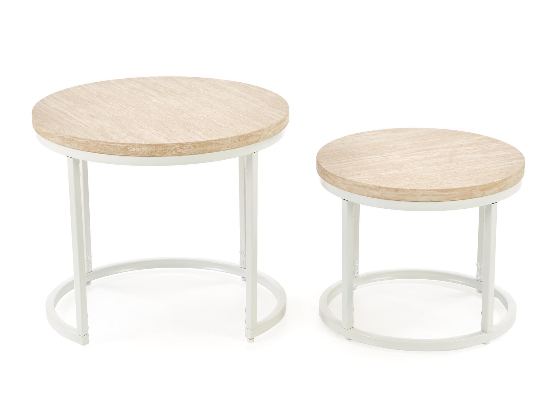 Žurnālu galdiņu komplekts Houston 951 (Gaišs travertīns + Balts)