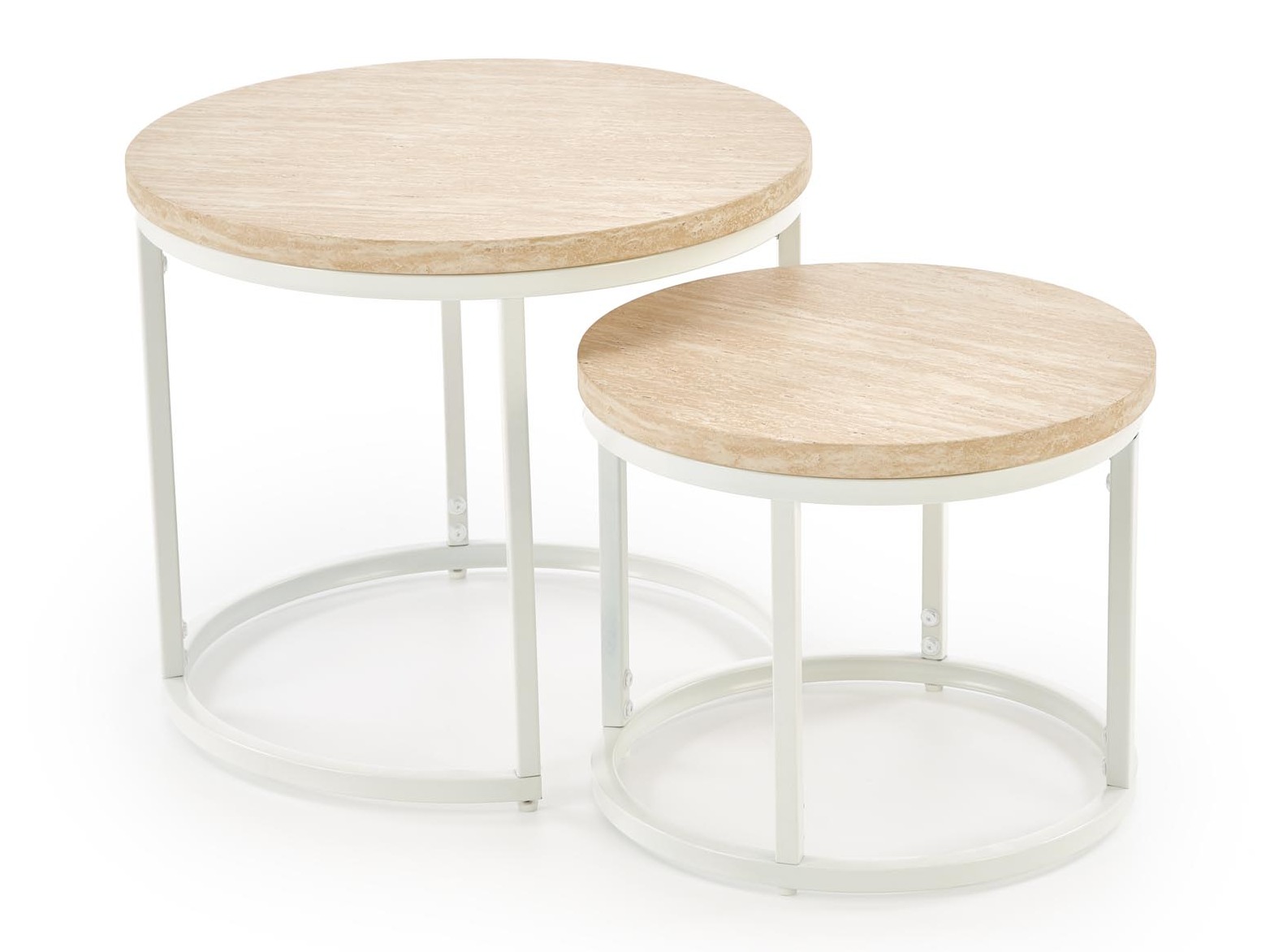 Žurnālu galdiņu komplekts Houston 951 (Gaišs travertīns + Balts)