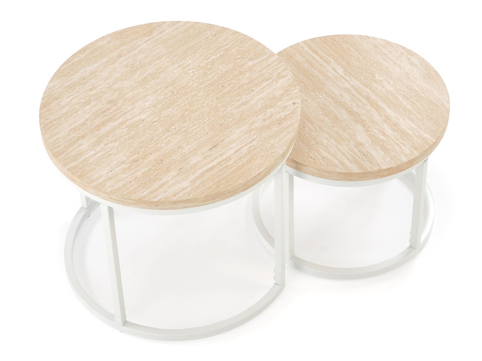 Žurnālu galdiņu komplekts Houston 951 (Gaišs travertīns + Balts)