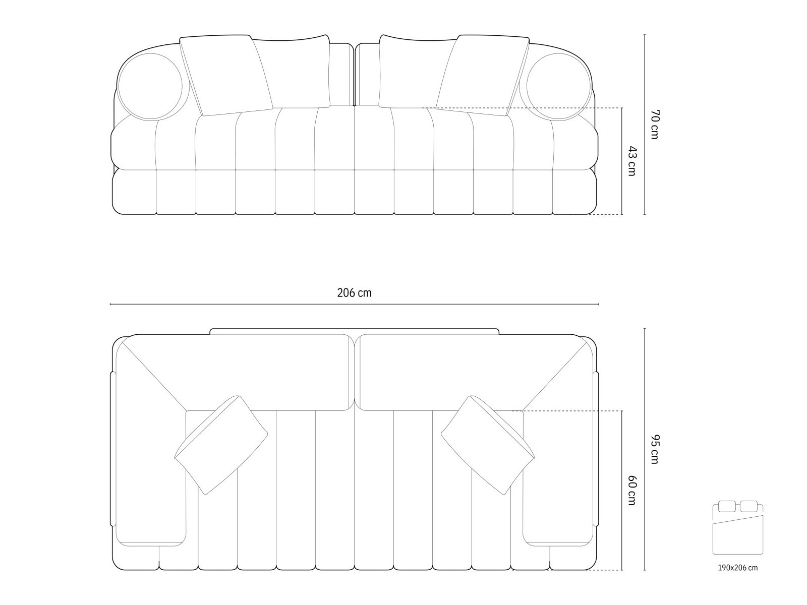 Dīvāns gulta Beckley 186 (Coral 65)