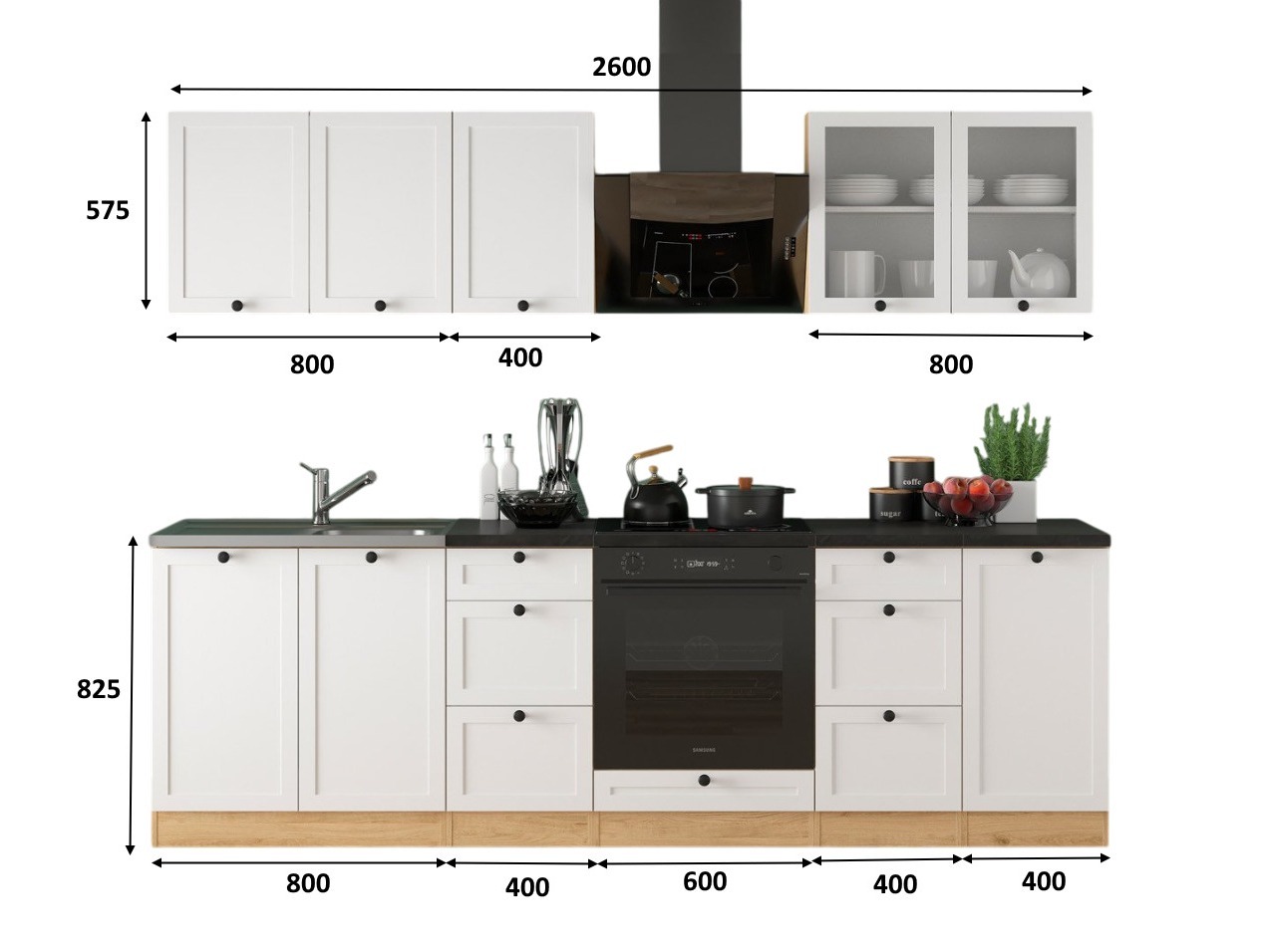 Модульный кухонный гарнитур Classic White Oak 122