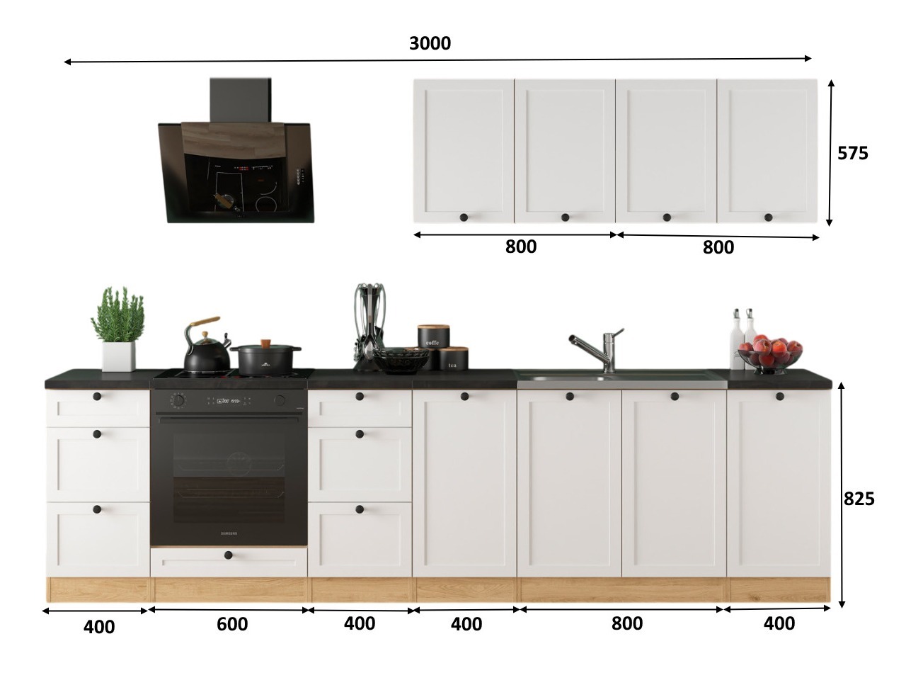 Модульный кухонный гарнитур Classic White Oak 123