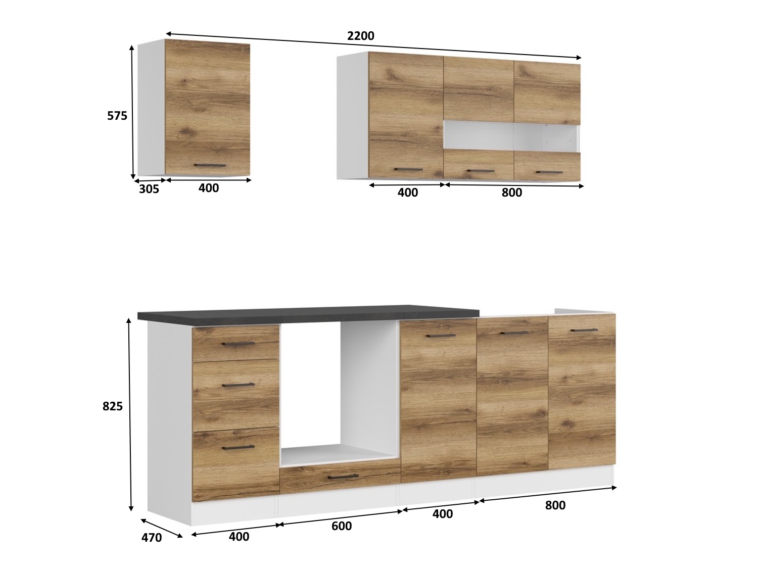 Moduļu virtuves komplekts Dela 114