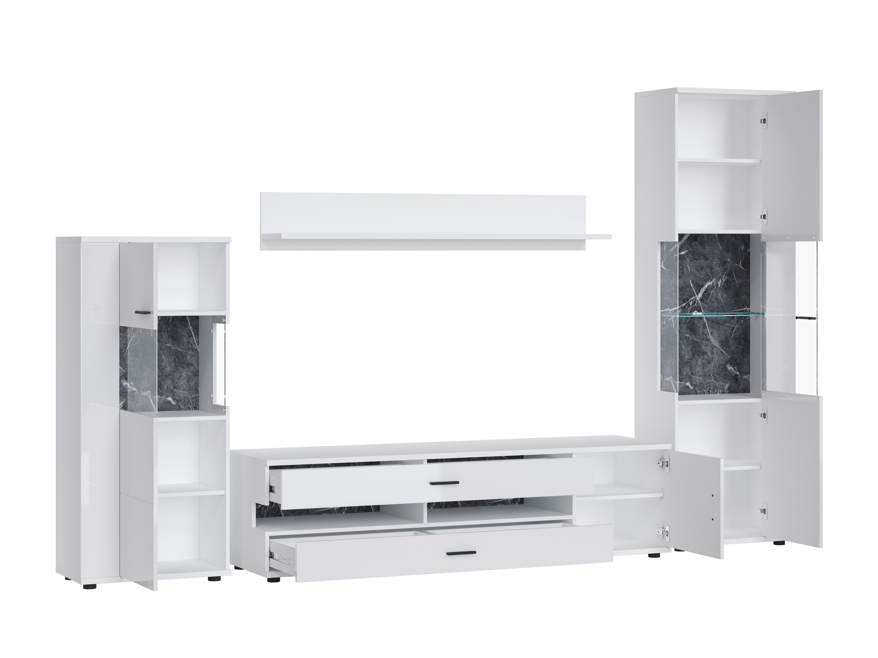 Набор для гостиной Ontario 161 (Глянцевый белый + Белый)