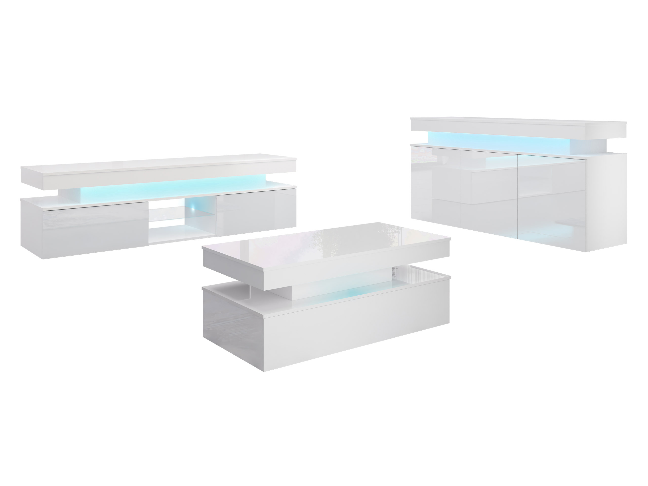 Viesistabas komplekts Monfero 105 (Balts + Glancēts balts)