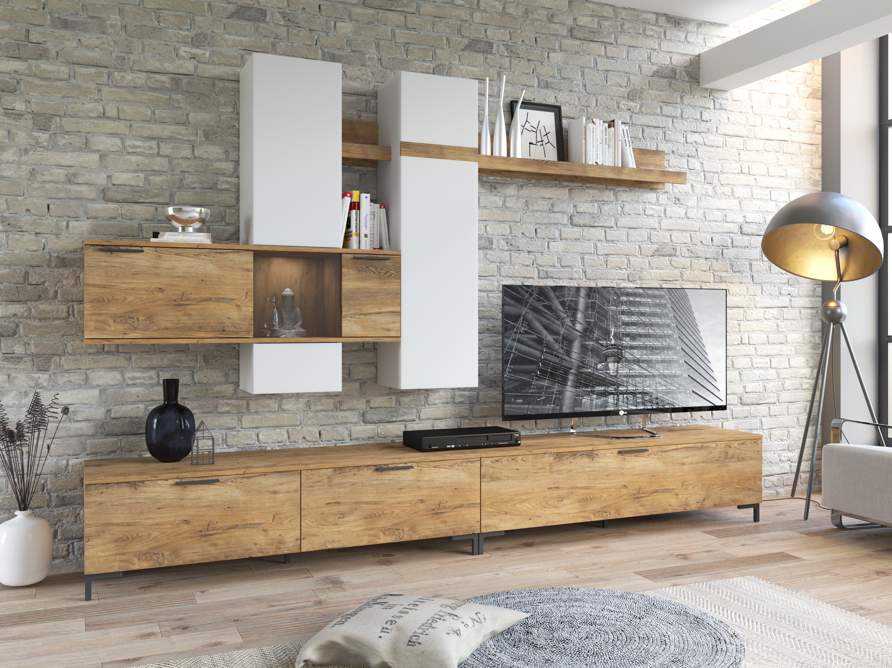 Viesistabas komplekts Salnola 105 (Balts + Kastanis)