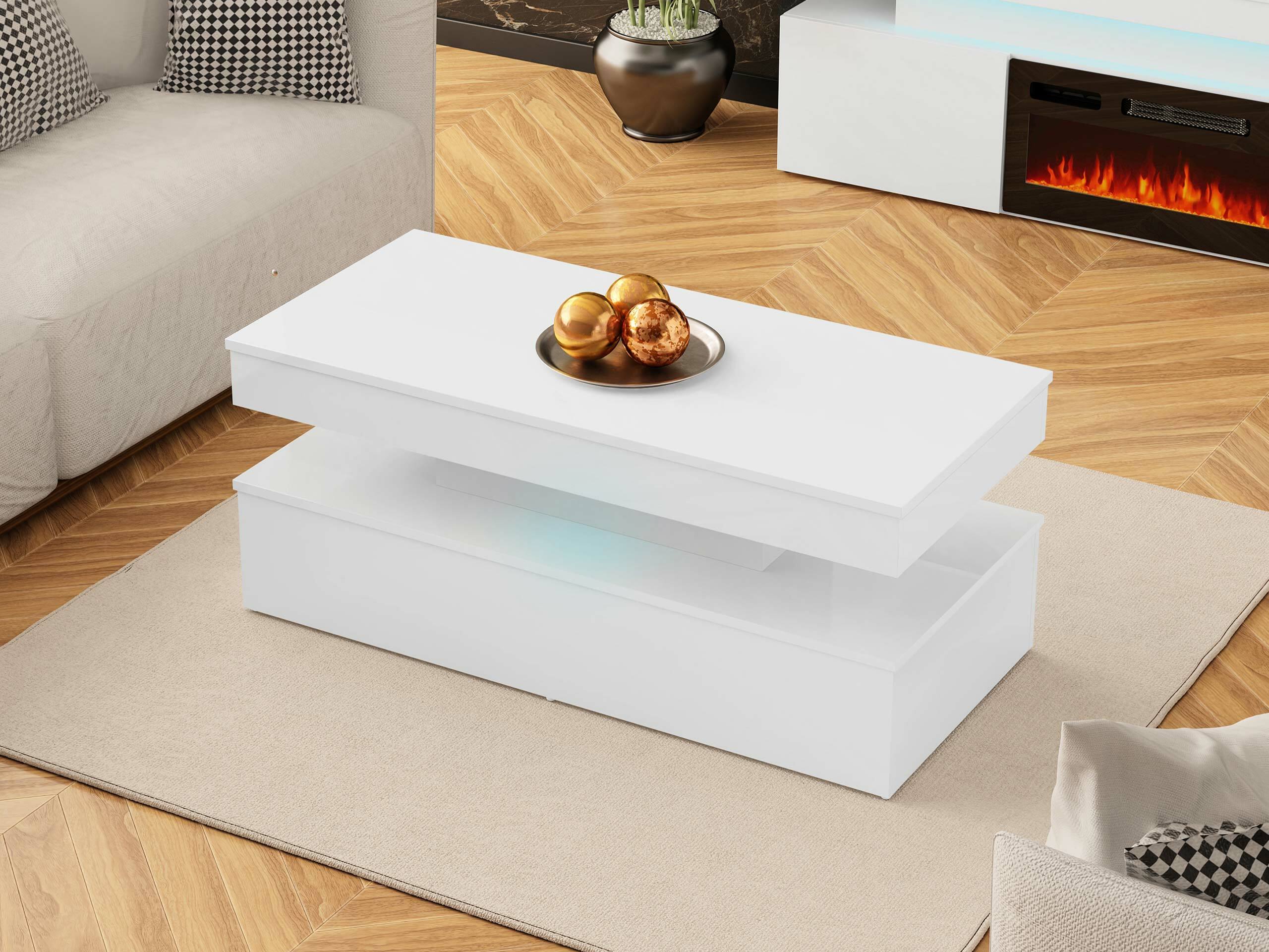 Журнальный столик Monfero 100 (Белый + Глянцевый белый)