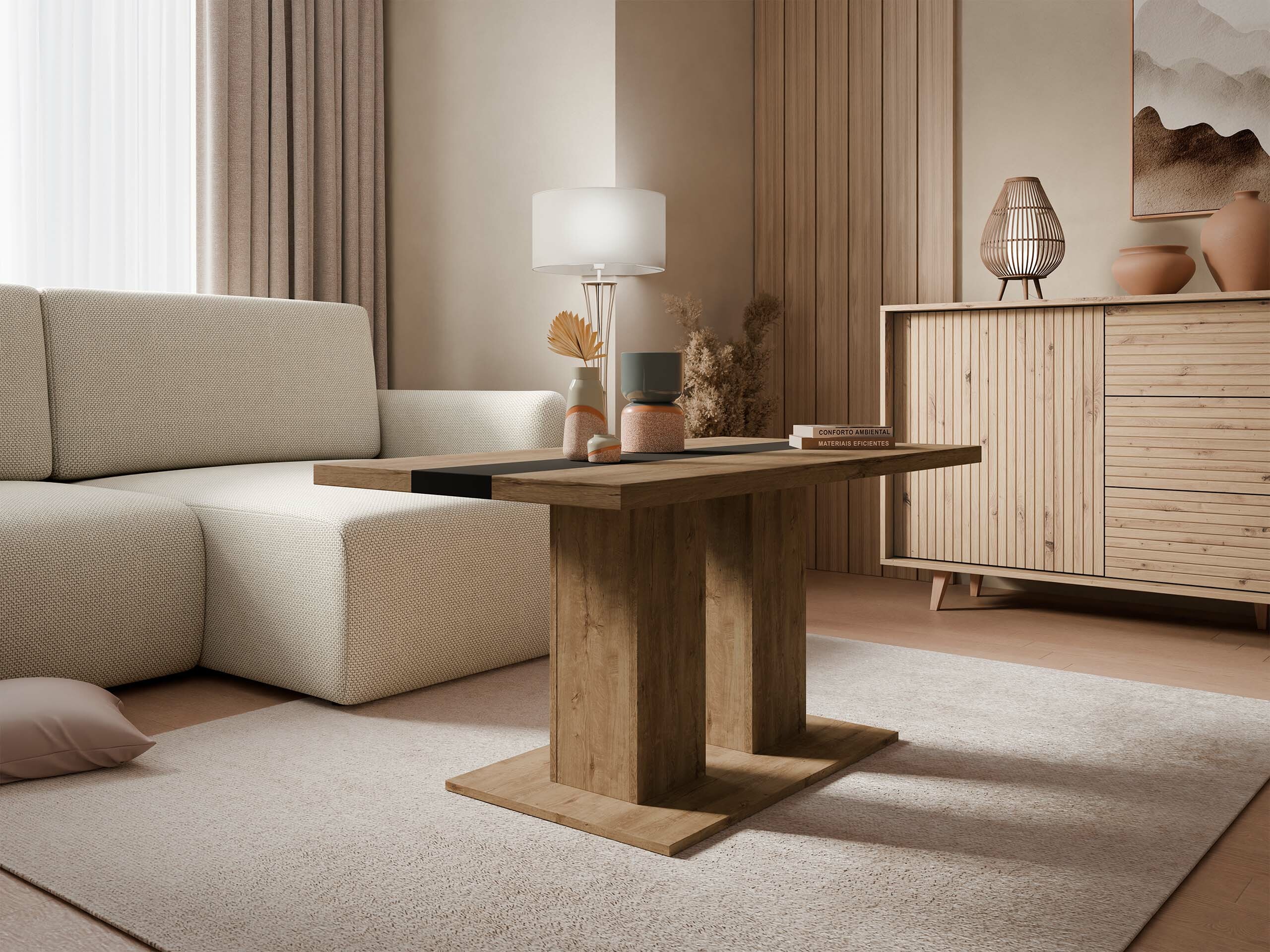 Журнальный столик Tucson 147 (Дуб лефкас + Чёрный)