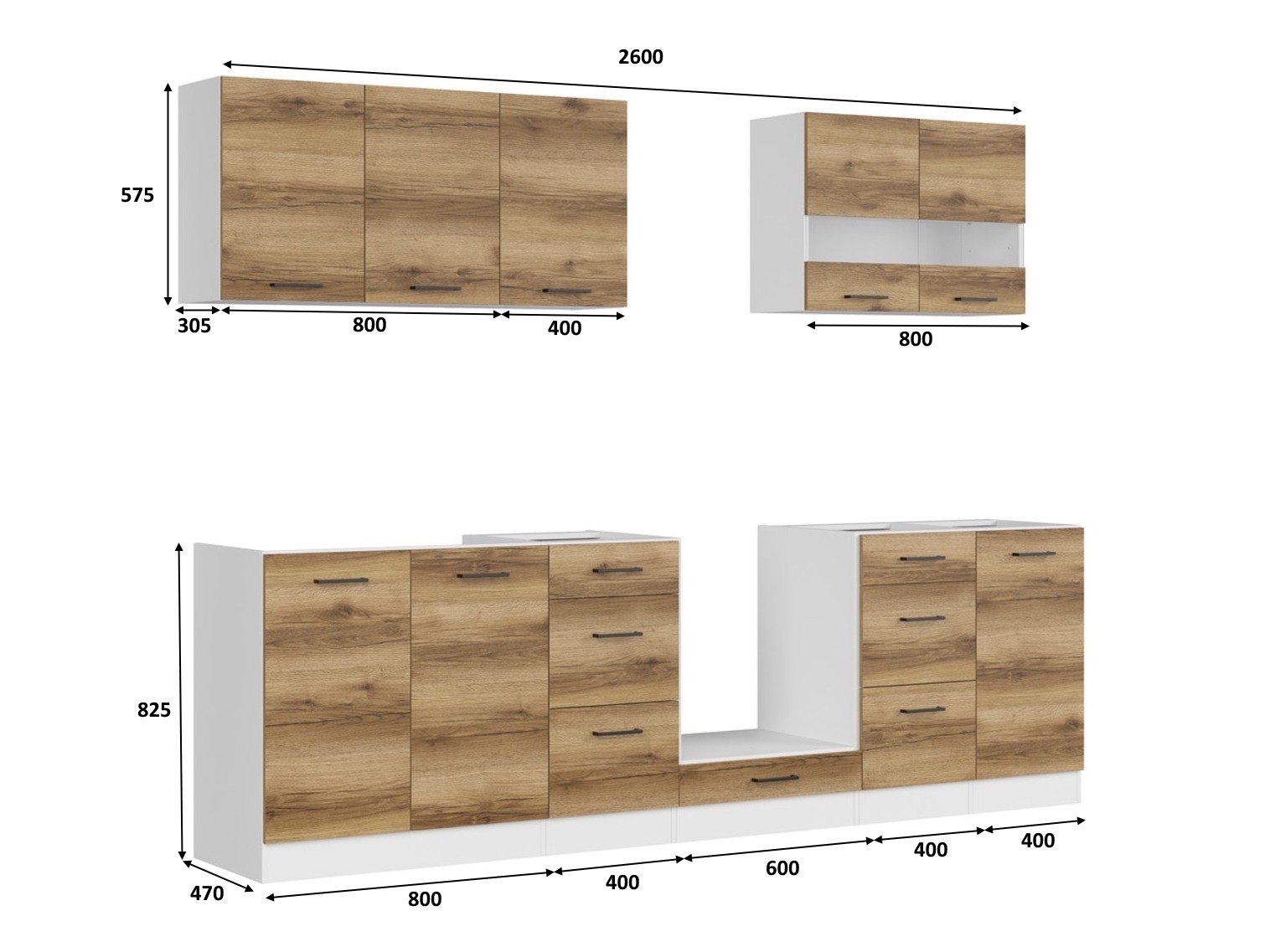 Moduļu virtuves komplekts Dela 117