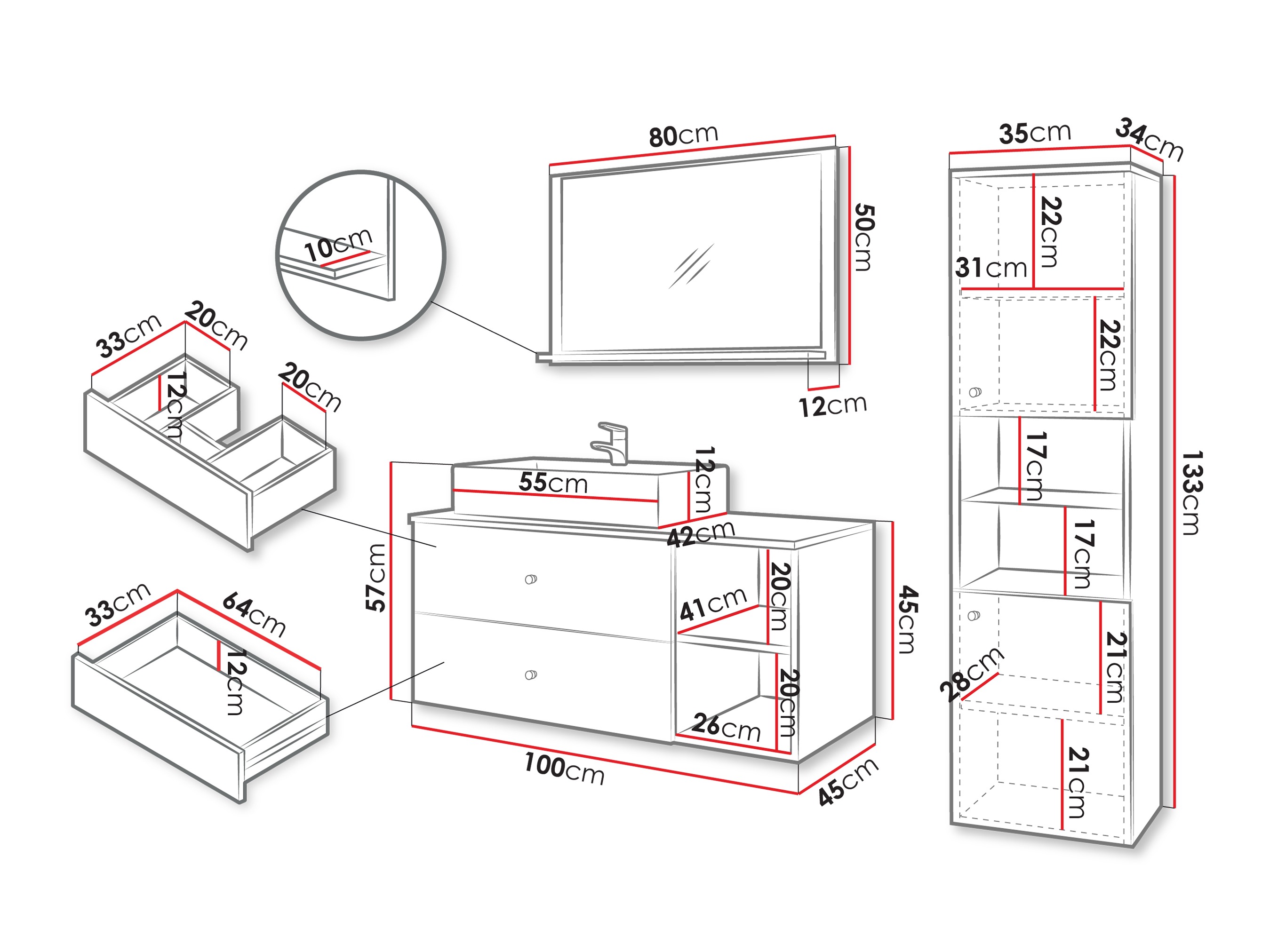 Набор для ванной комнаты Ophruvi 101 (Светло-коричневый)