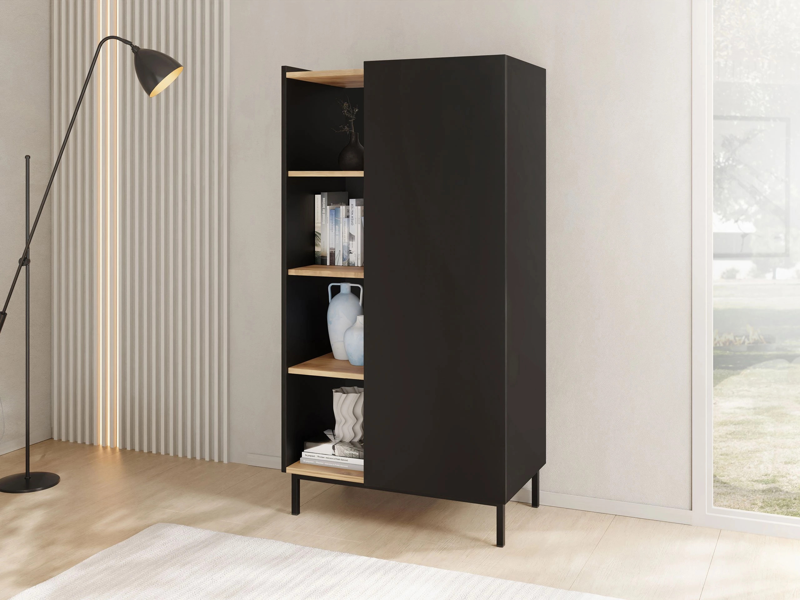 Стеллаж Veldome 101 (Чёрный + Светло-коричневый)