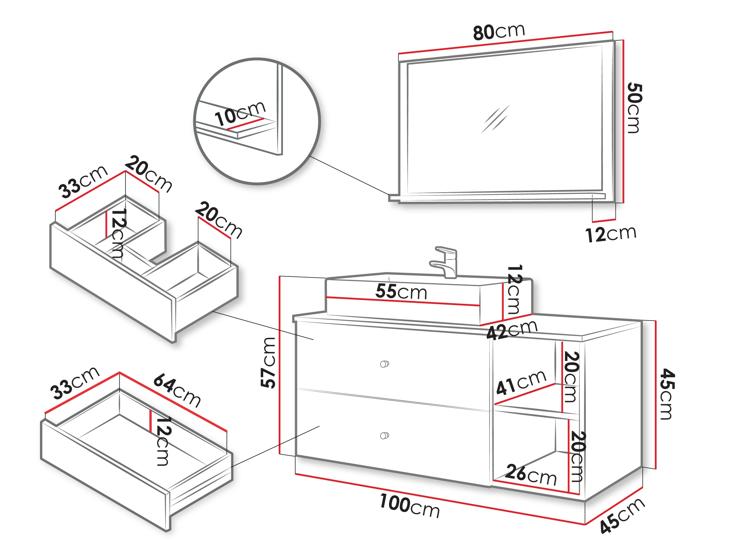 Vannas komplekts Ophruvi 100 (Gaiši brūns)