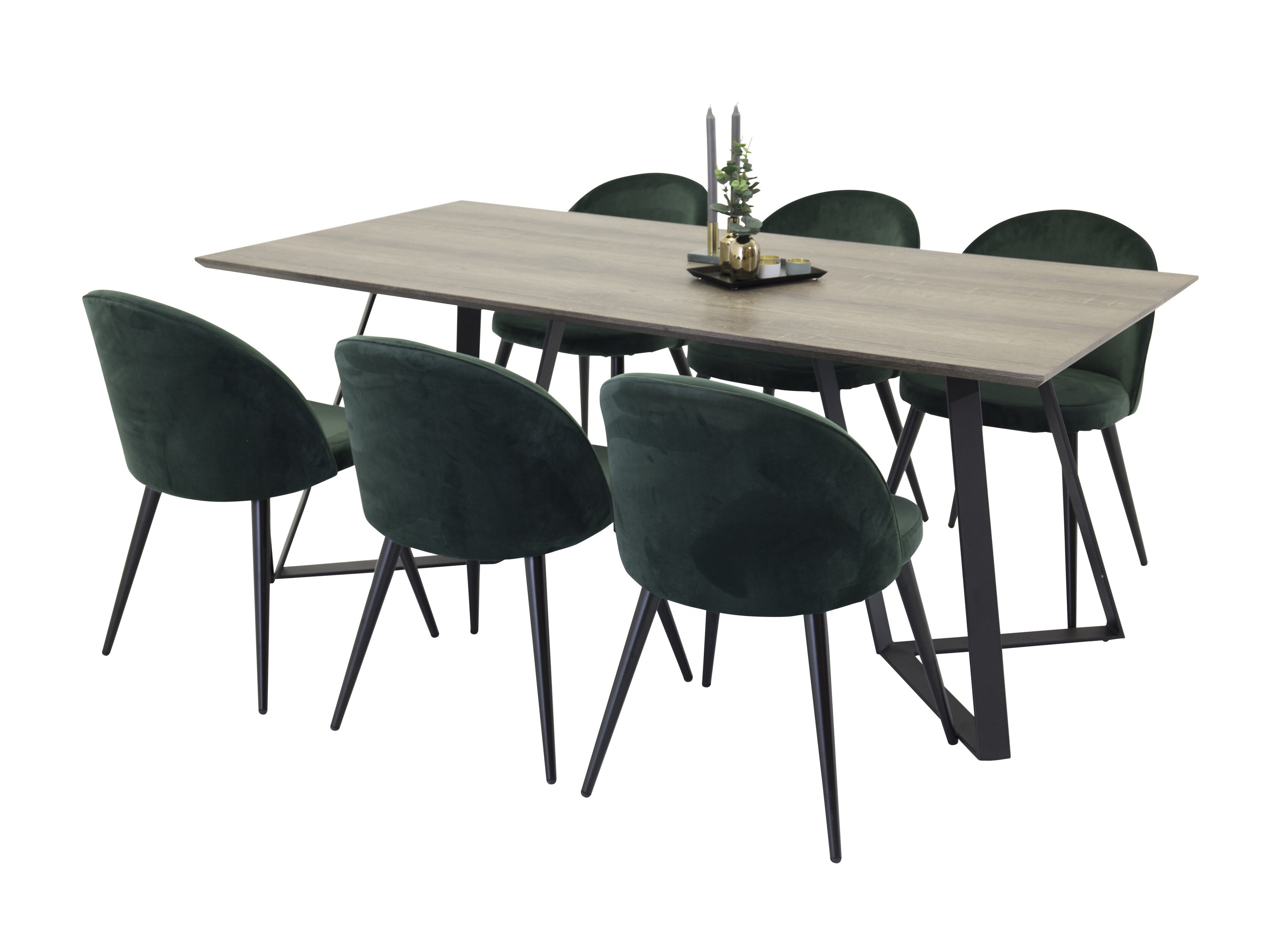 Ēdamistabas komplekts Dallas 340 (Zaļš + Melns)