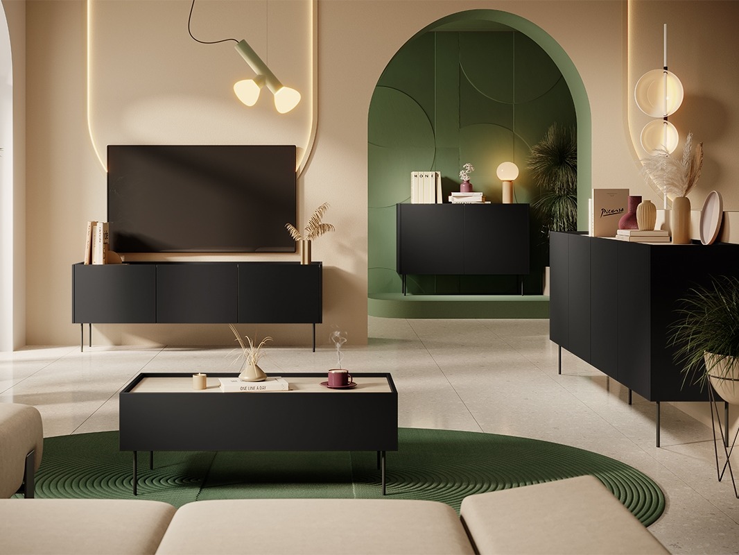 Шкафчик Tivdala 105 (Дуб + Матовый черный)