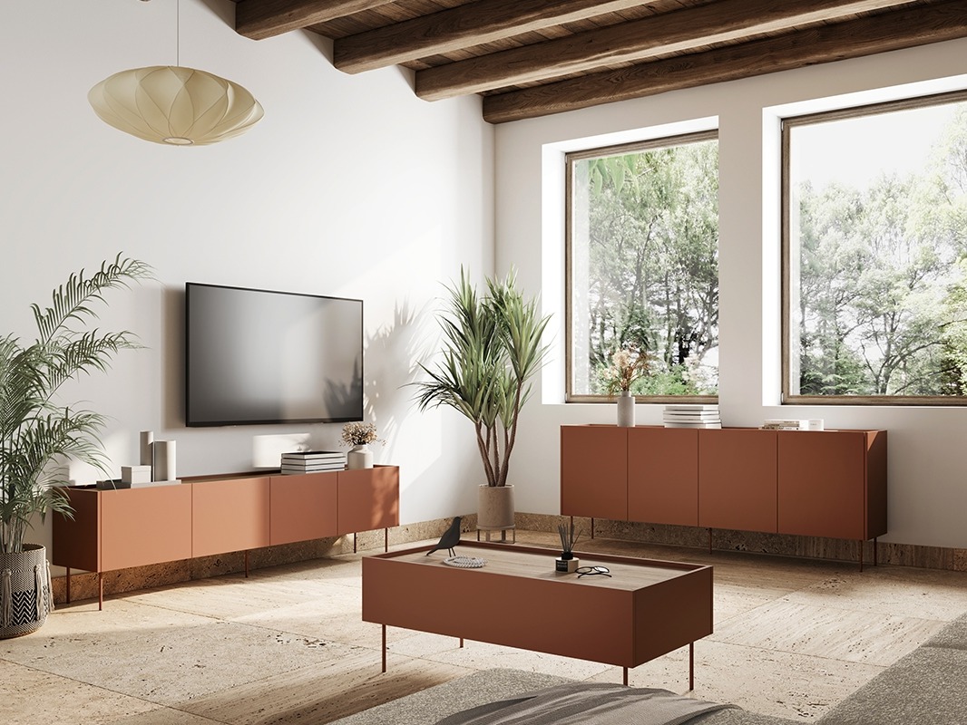 Skapis Tivdala 105 (Ozols + Matēts sarkans)