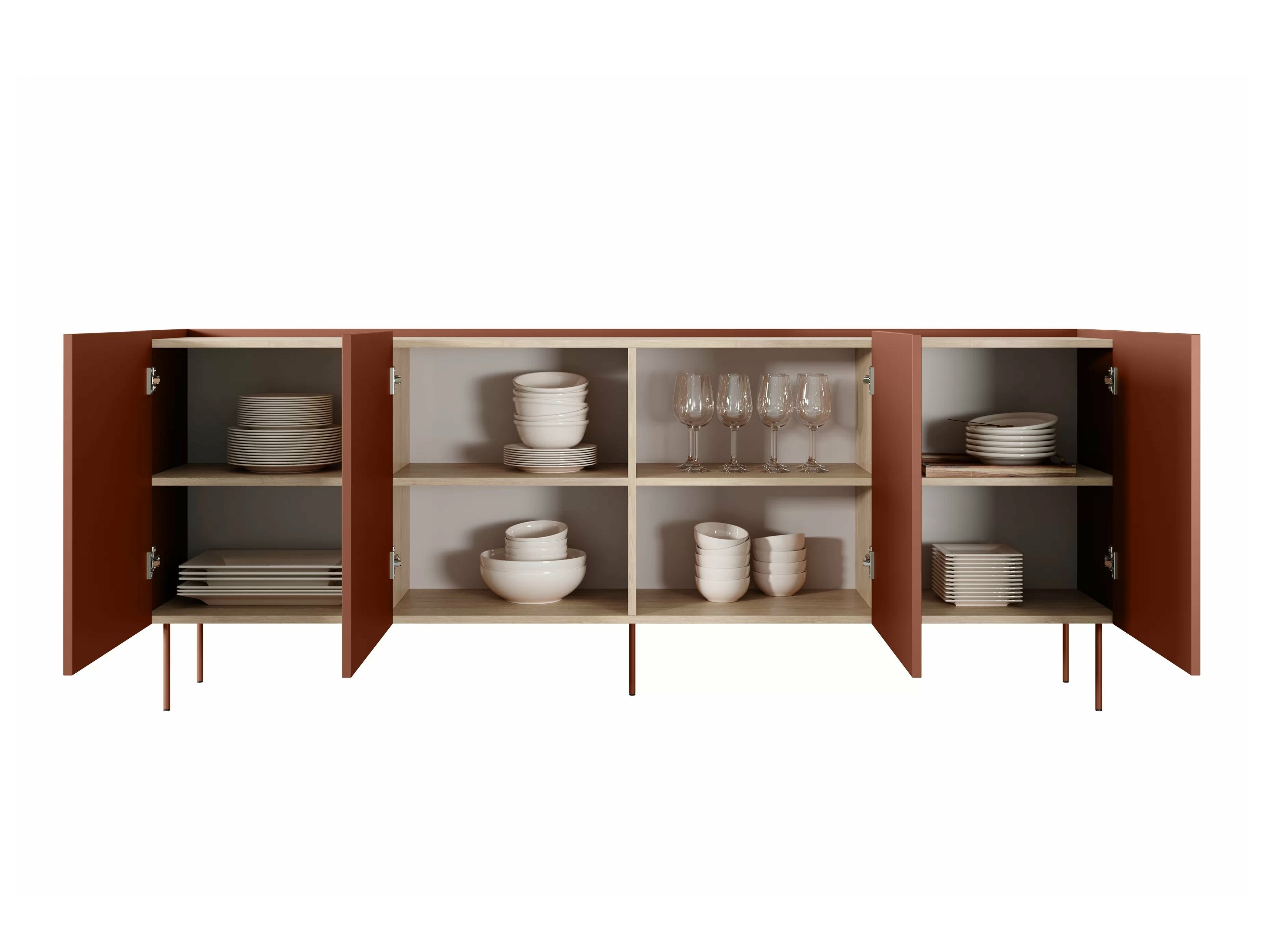 Skapis Tivdala 105 (Ozols + Matēts sarkans)