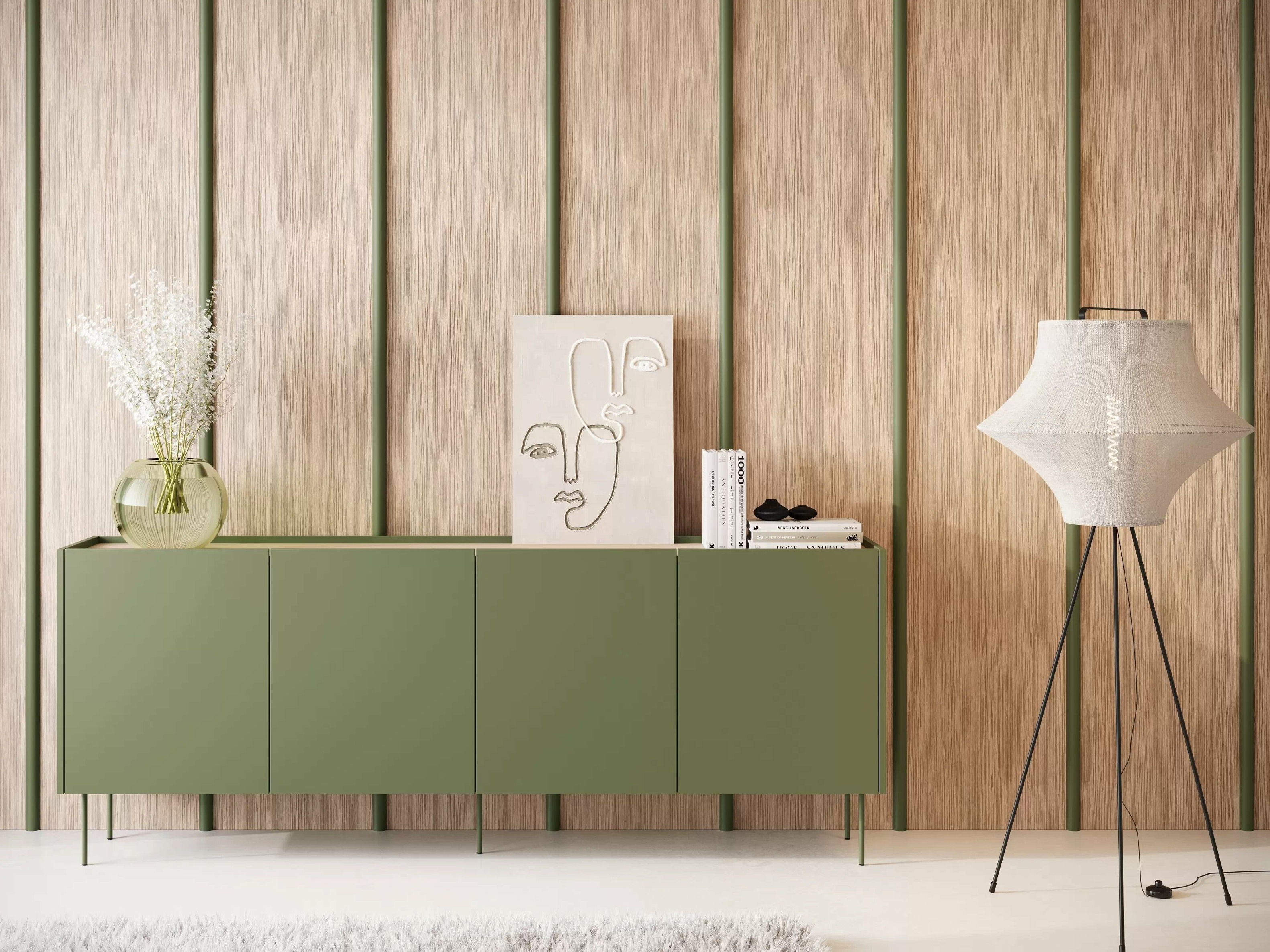 Skapis Tivdala 105 (Ozols + Matēts zaļš)