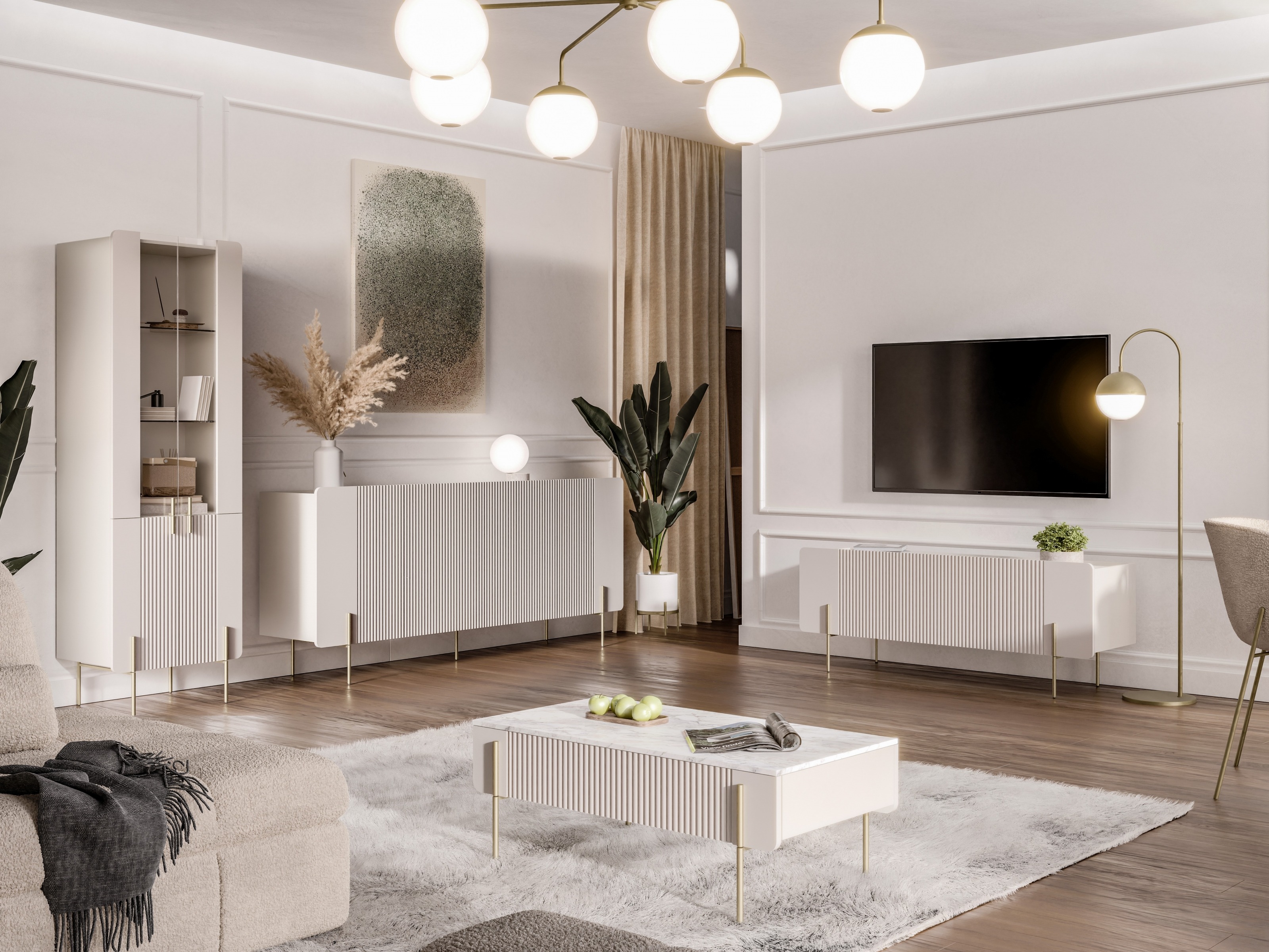 TV galds Etrvero 100 (Kašmirs + Balts marmors)