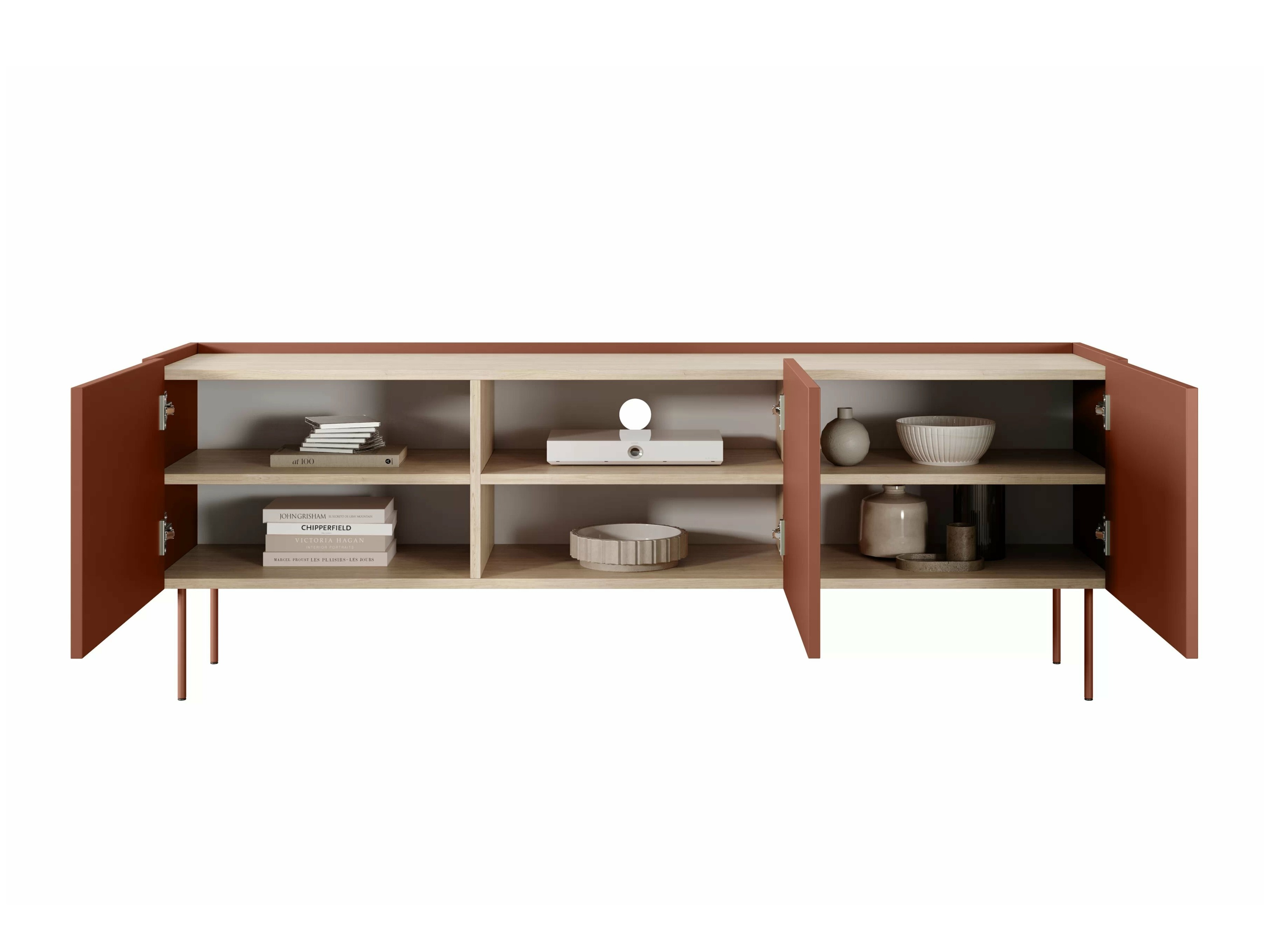 TV galds Tivdala 106 (Matēts sarkans + Ozols)