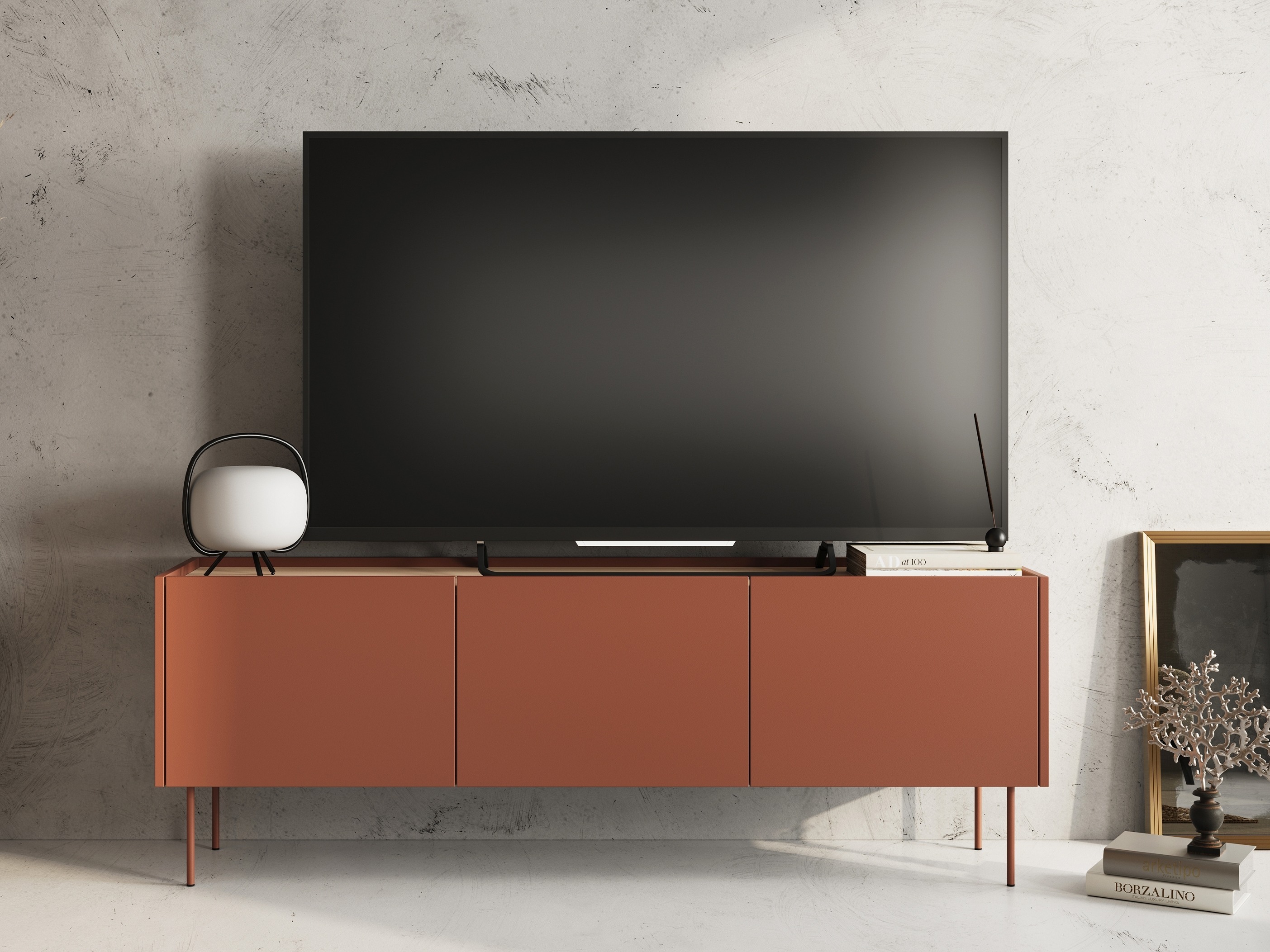 TV galds Tivdala 106 (Matēts sarkans + Ozols)