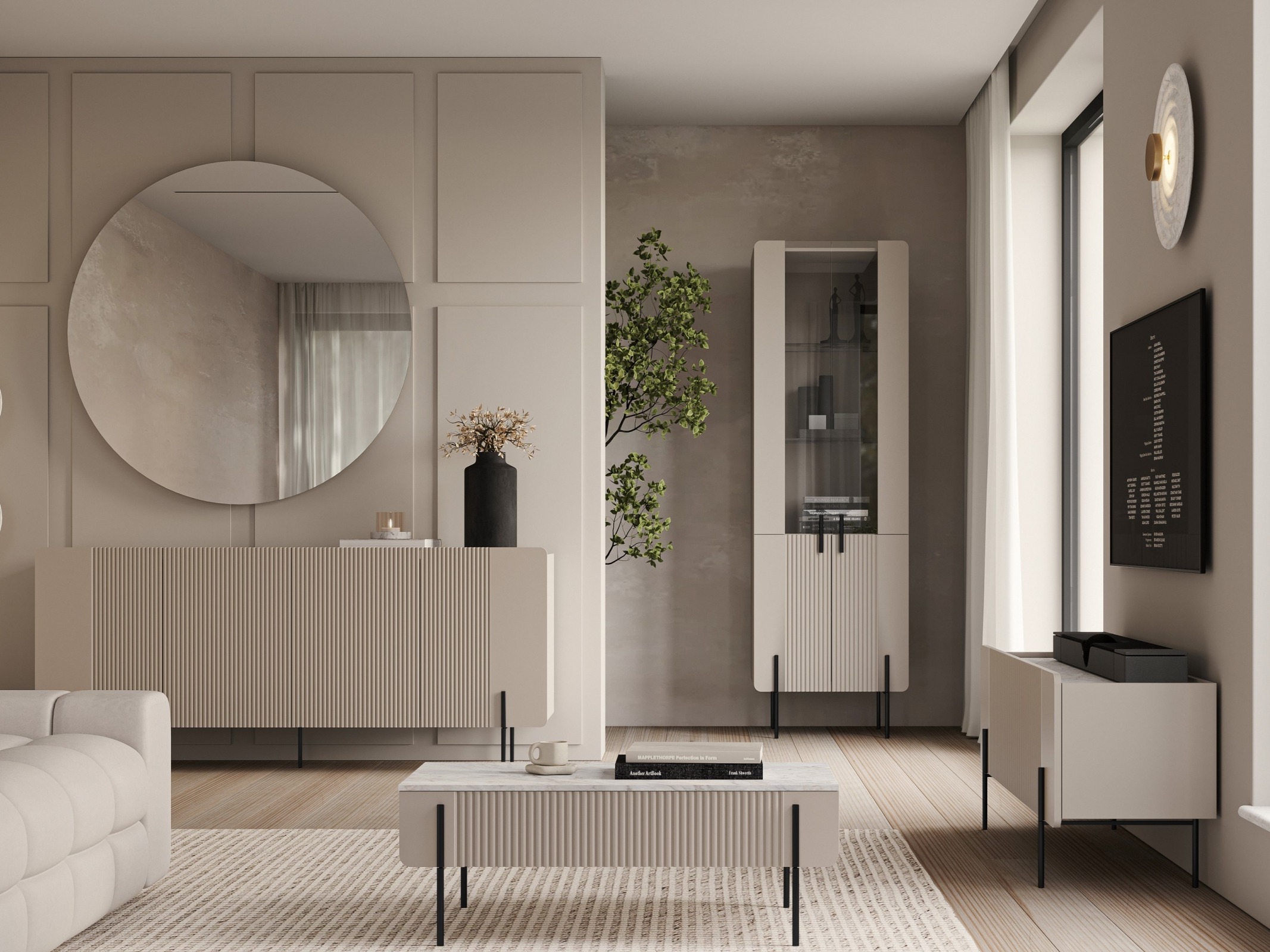 ТВ тумба Etrvero 100 (Кашемир + Белый мрамор)