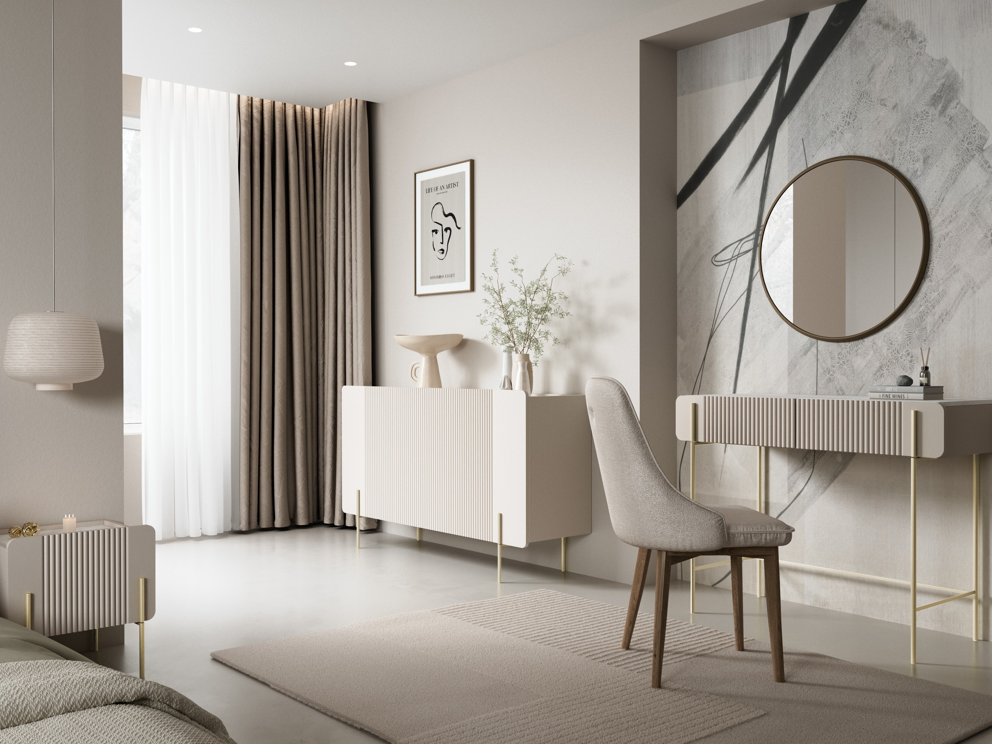 Skapis Etrvero 101 (Kašmirs + Balts marmors)