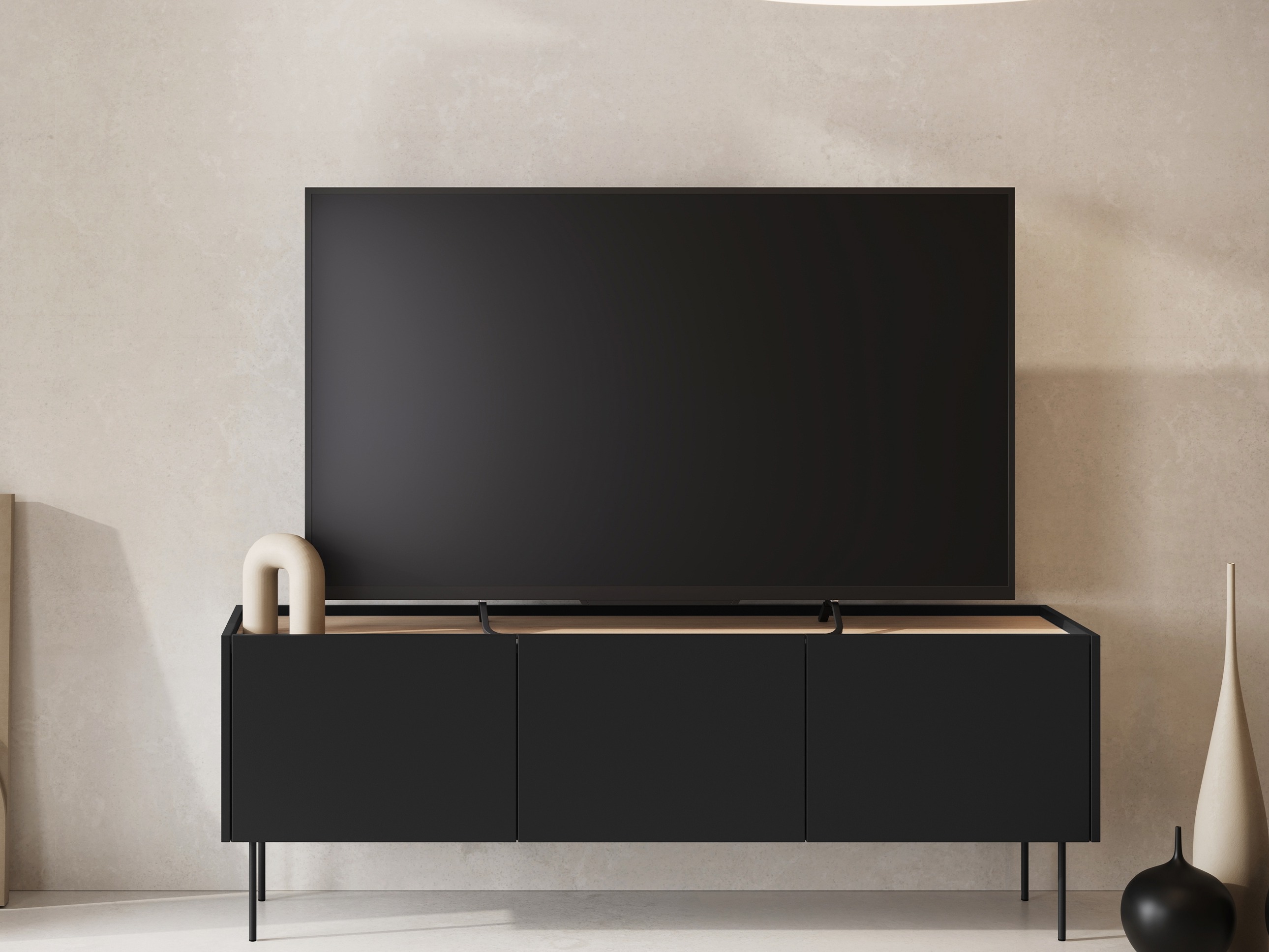 TV galds Tivdala 106 (Matēts melns + Ozols)