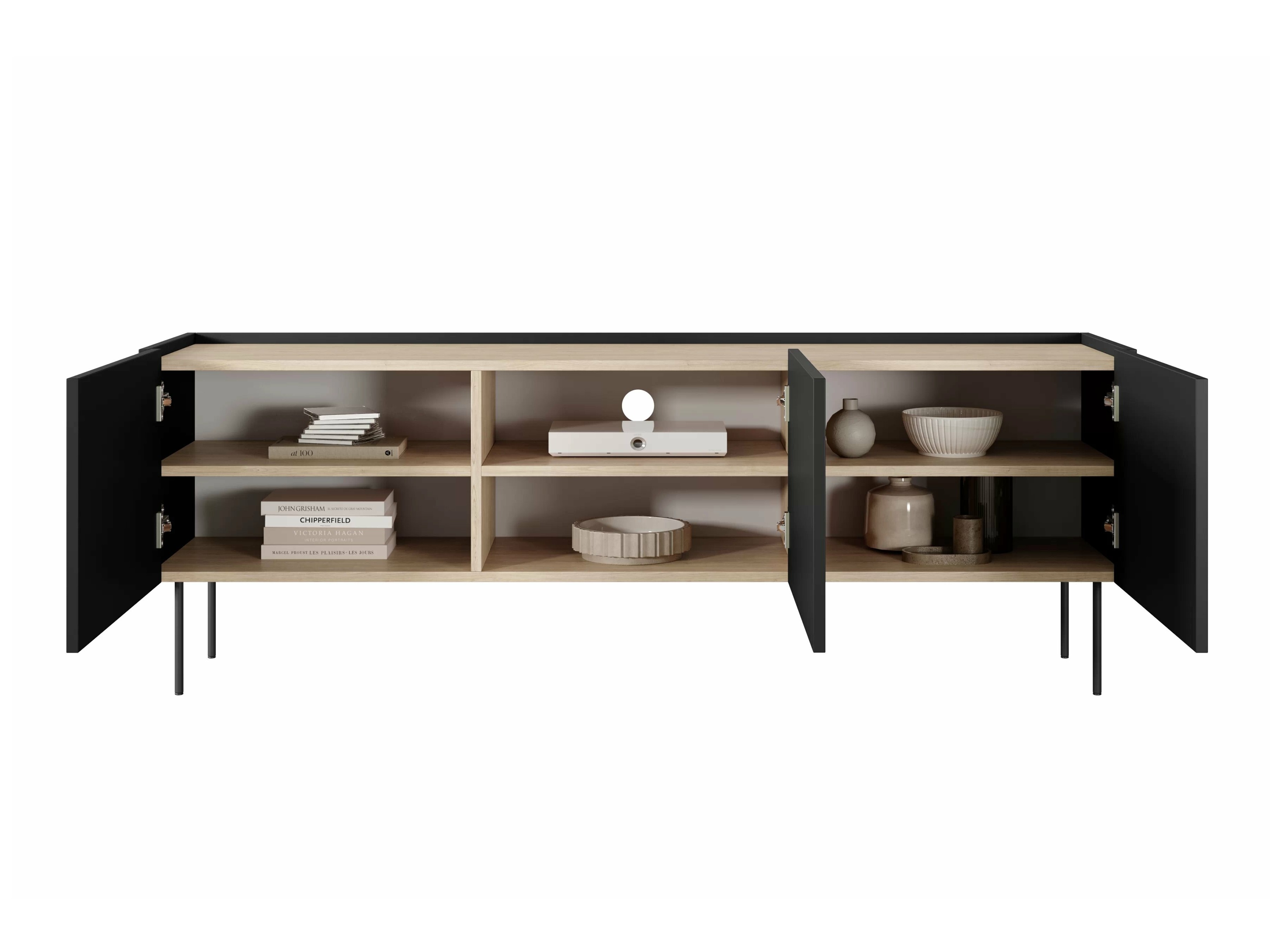 TV galds Tivdala 106 (Matēts melns + Ozols)