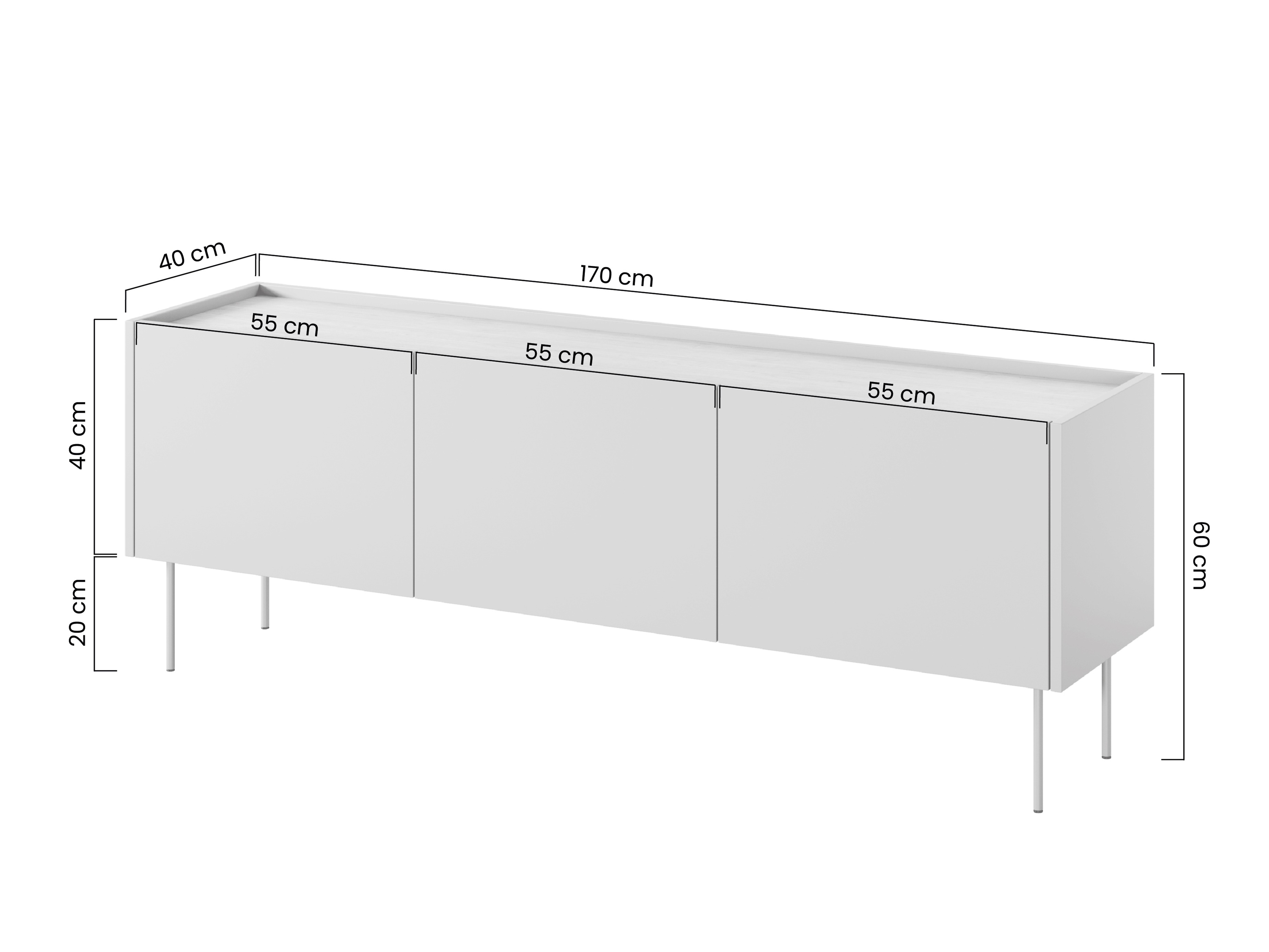 TV galds Tivdala 106 (Matēts melns + Ozols)