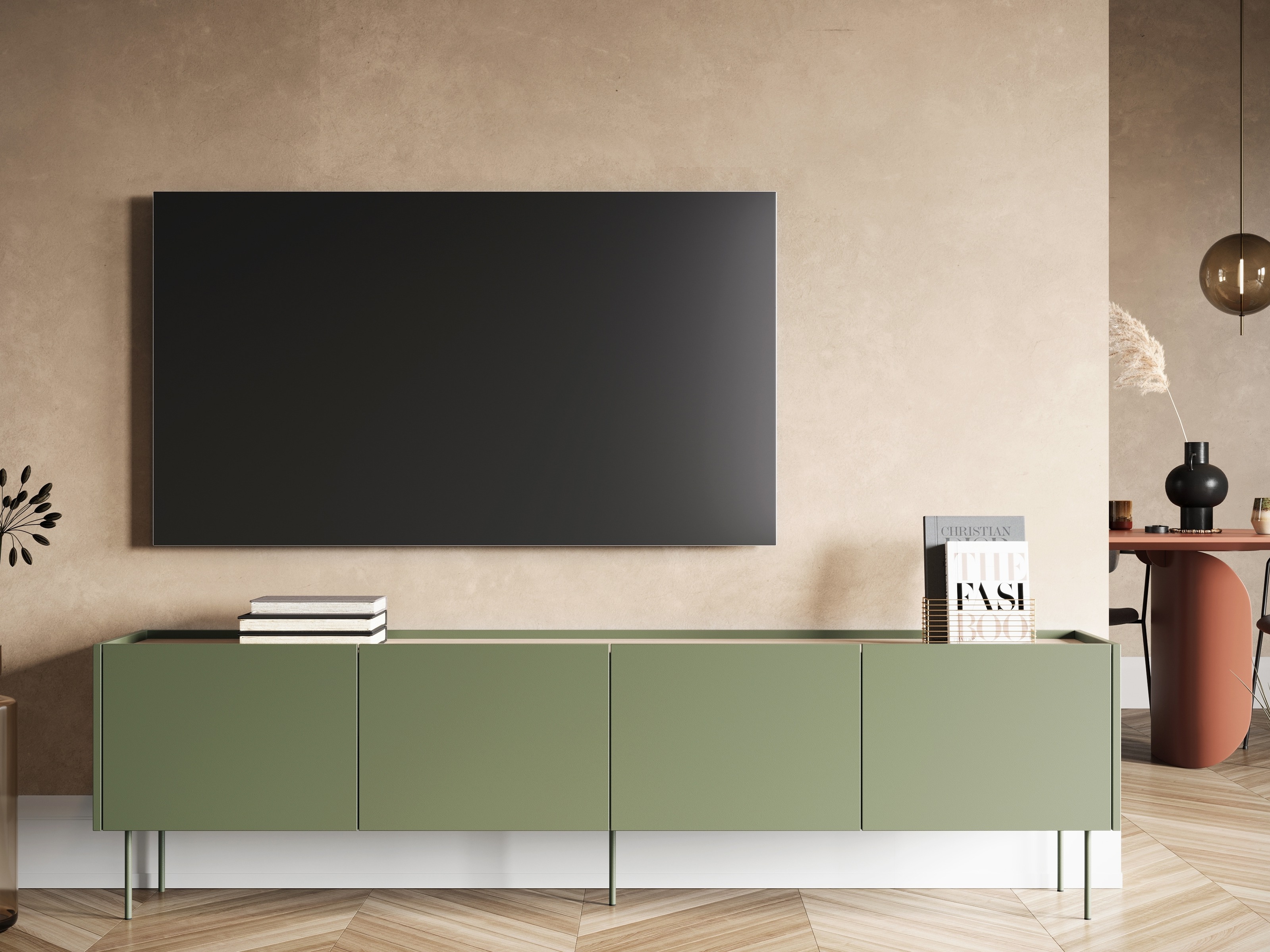 TV galds Tivdala 107 (Matēts zaļš + Ozols)