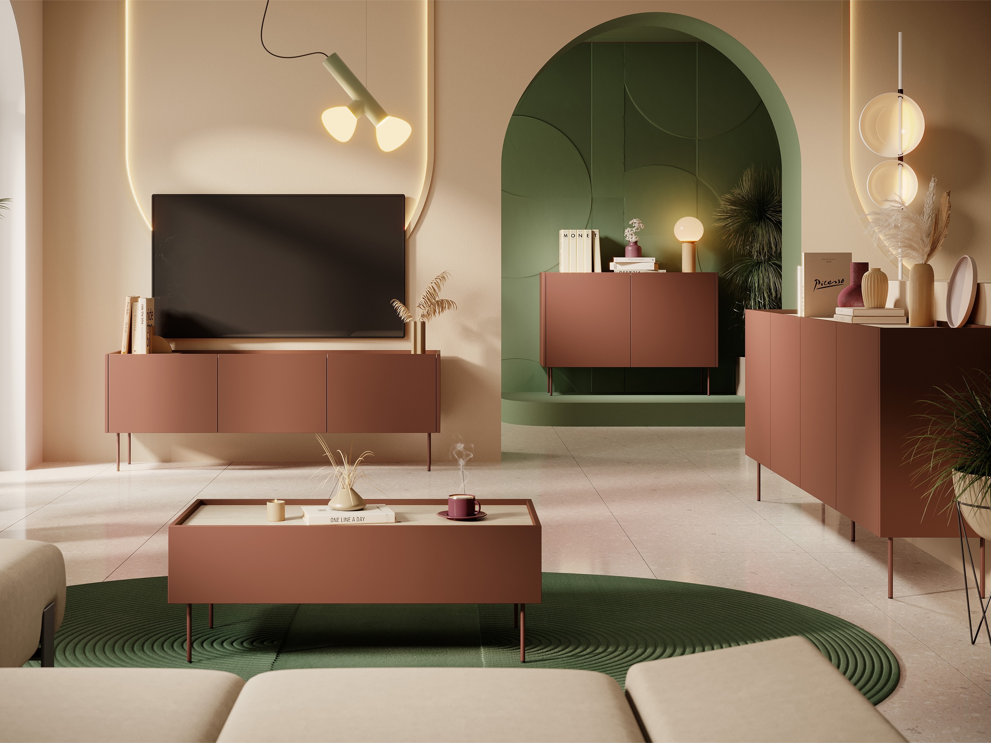 Žurnālu galdiņš Tivdala 108 (Ozols + Matēts sarkans)