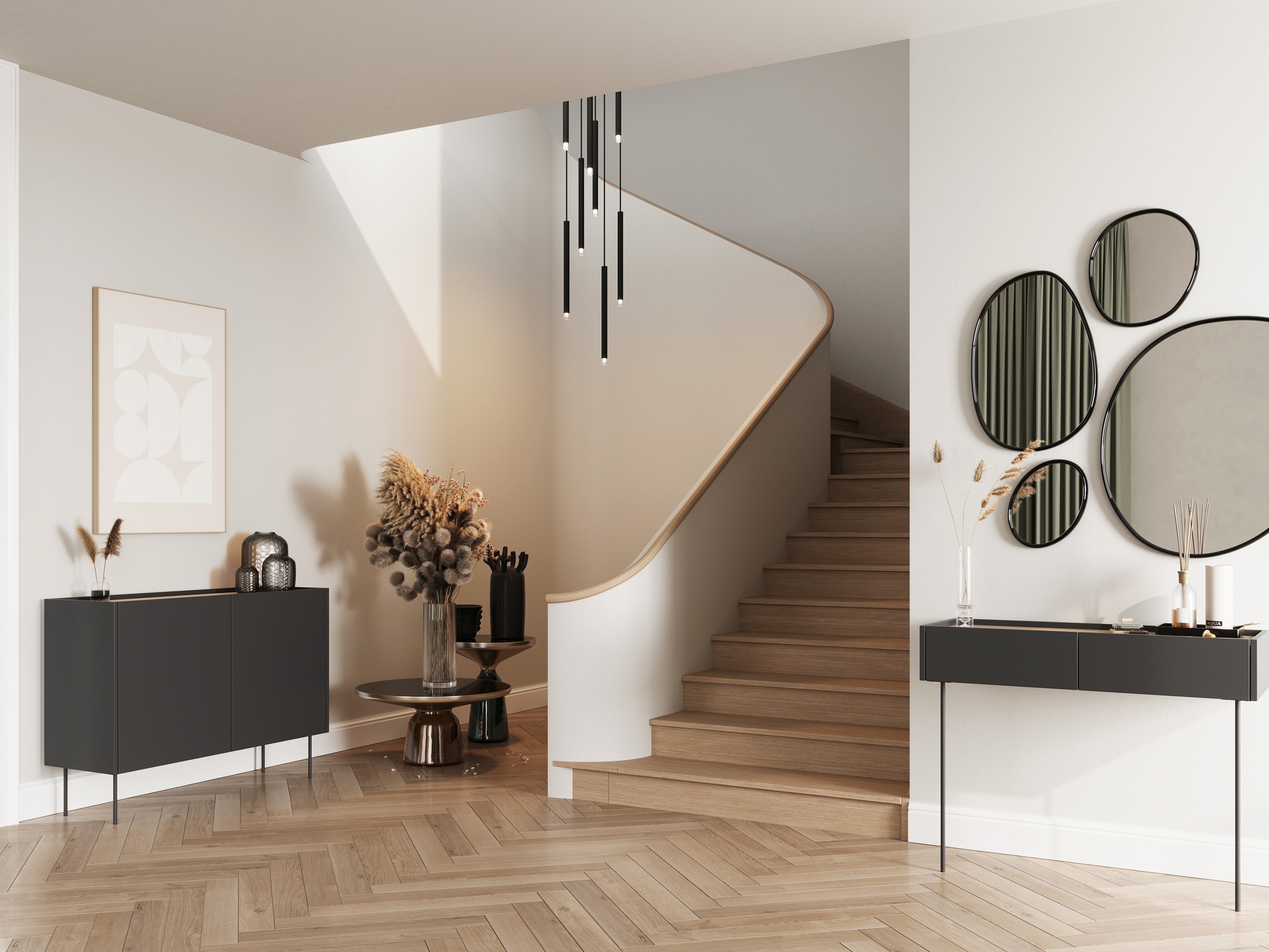 Консоль Tivdala 110 (Дуб + Матовый черный)