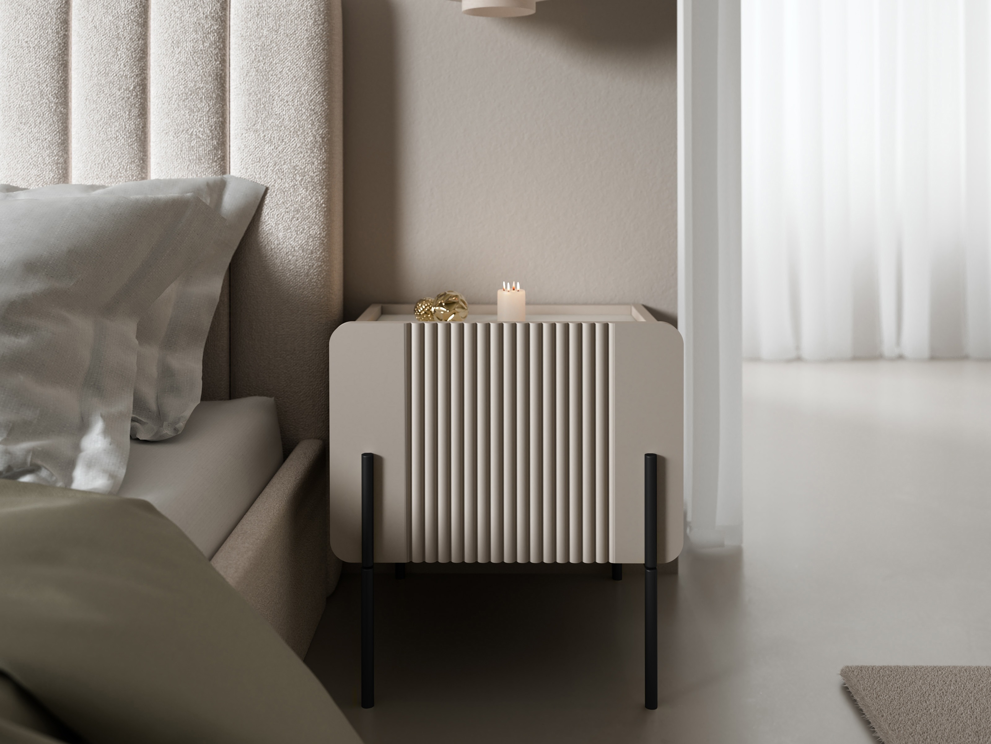 Прикроватная тумбочка Etrvero 104 (Кашемир + Белый мрамор)