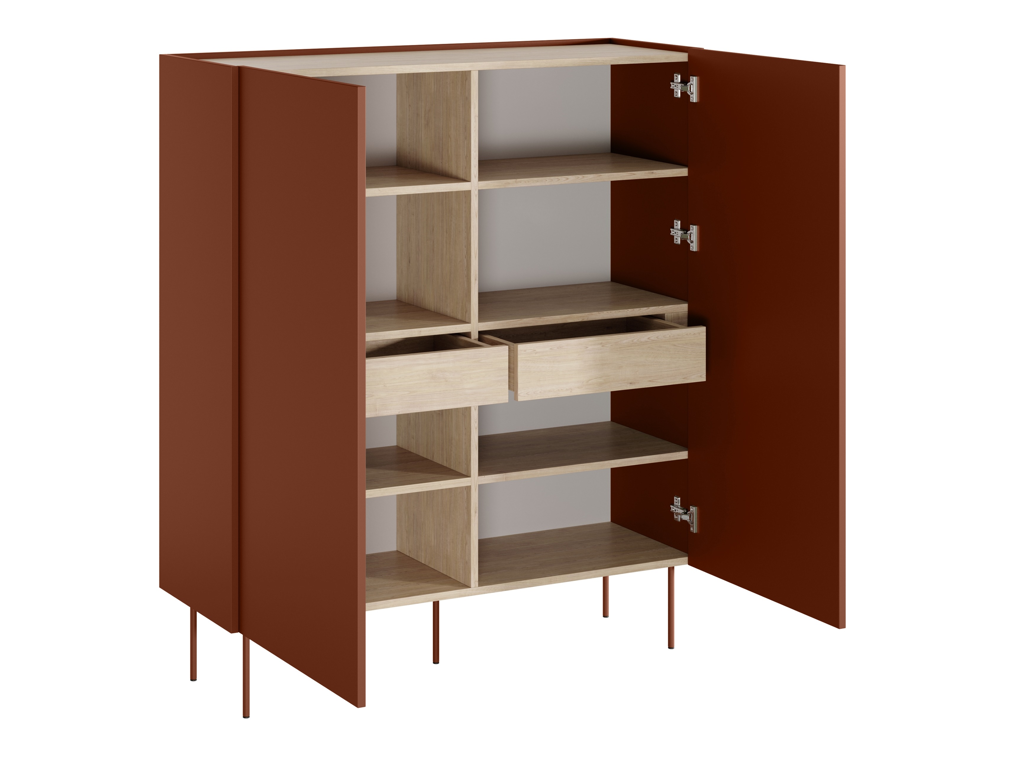 Стеллаж Tivdala 111 (Дуб + Матово-красный)