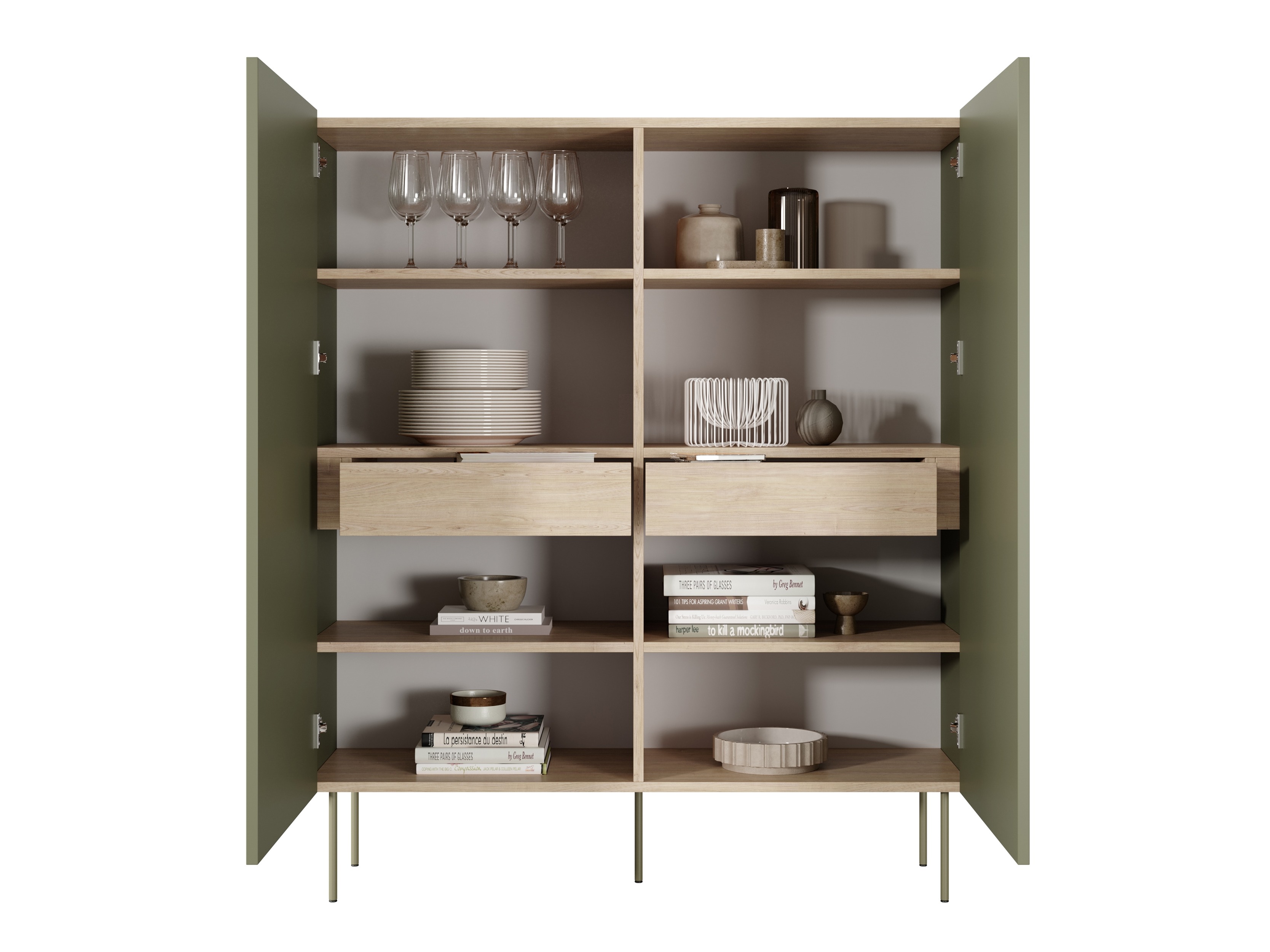 Стеллаж Tivdala 111 (Дуб + Матовый зеленый)