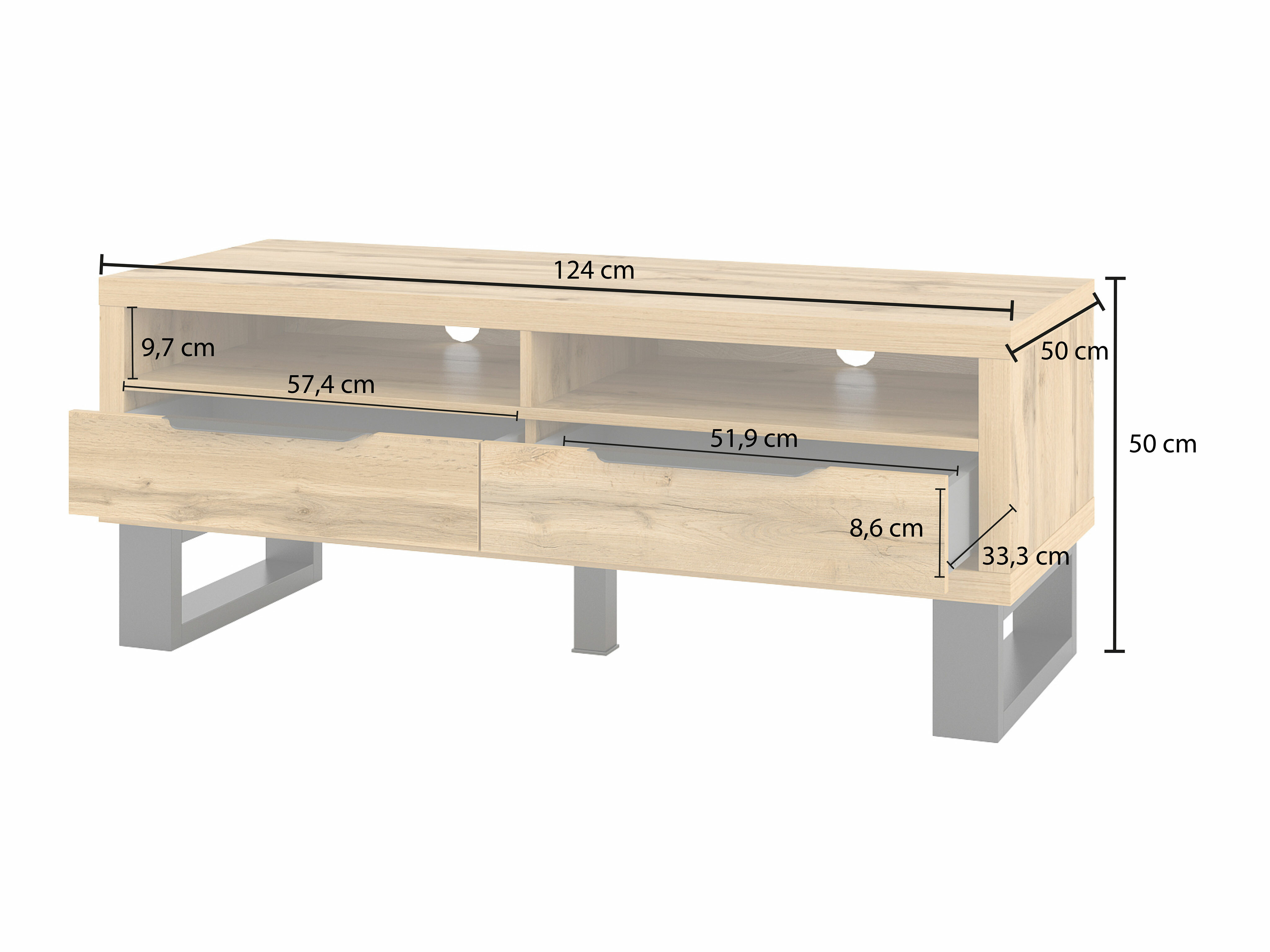 TV galds Avicavu 100 (Votan ozols + Melns)