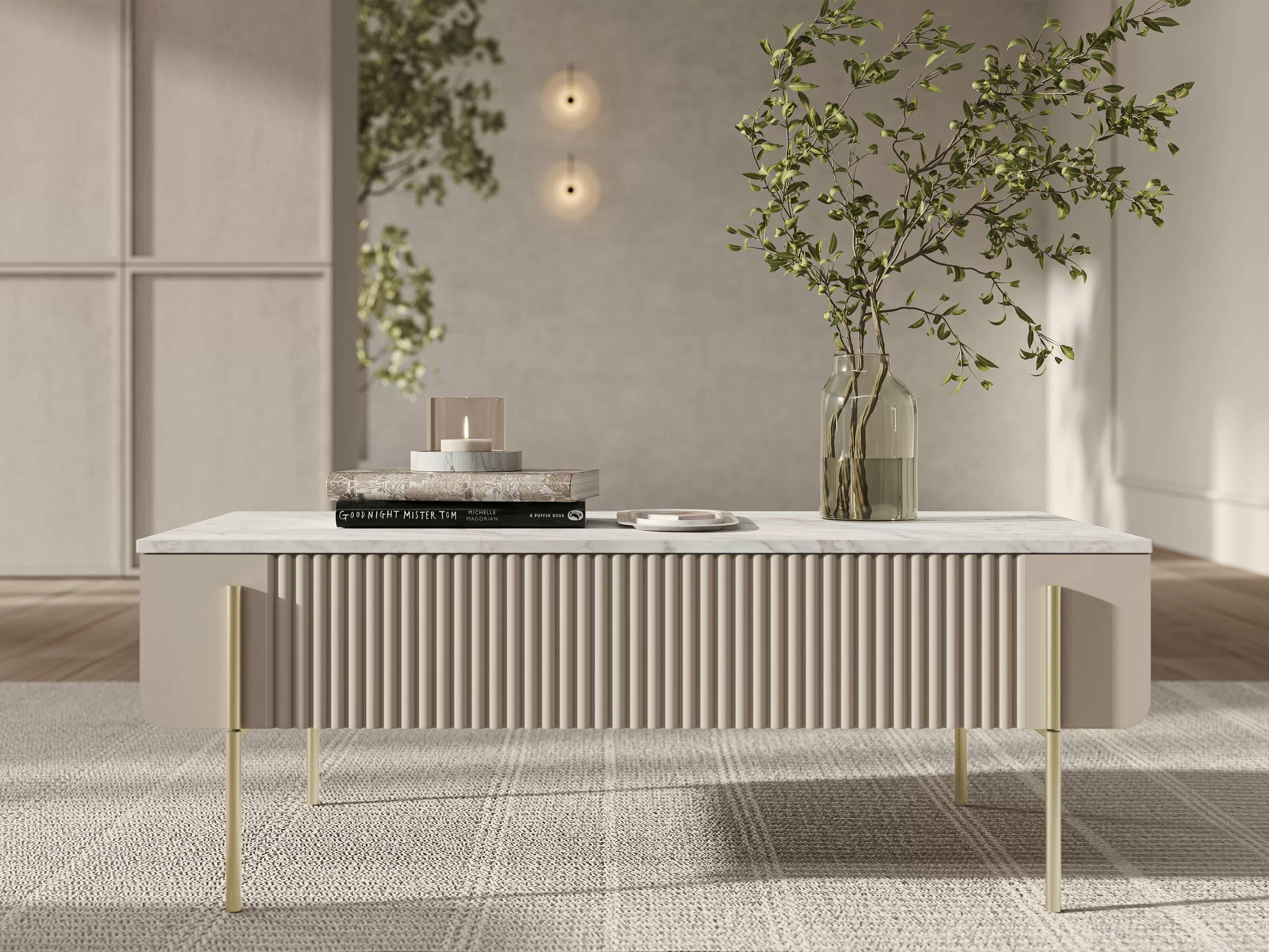 Журнальный столик Etrvero 106 (Кашемир + Белый мрамор)