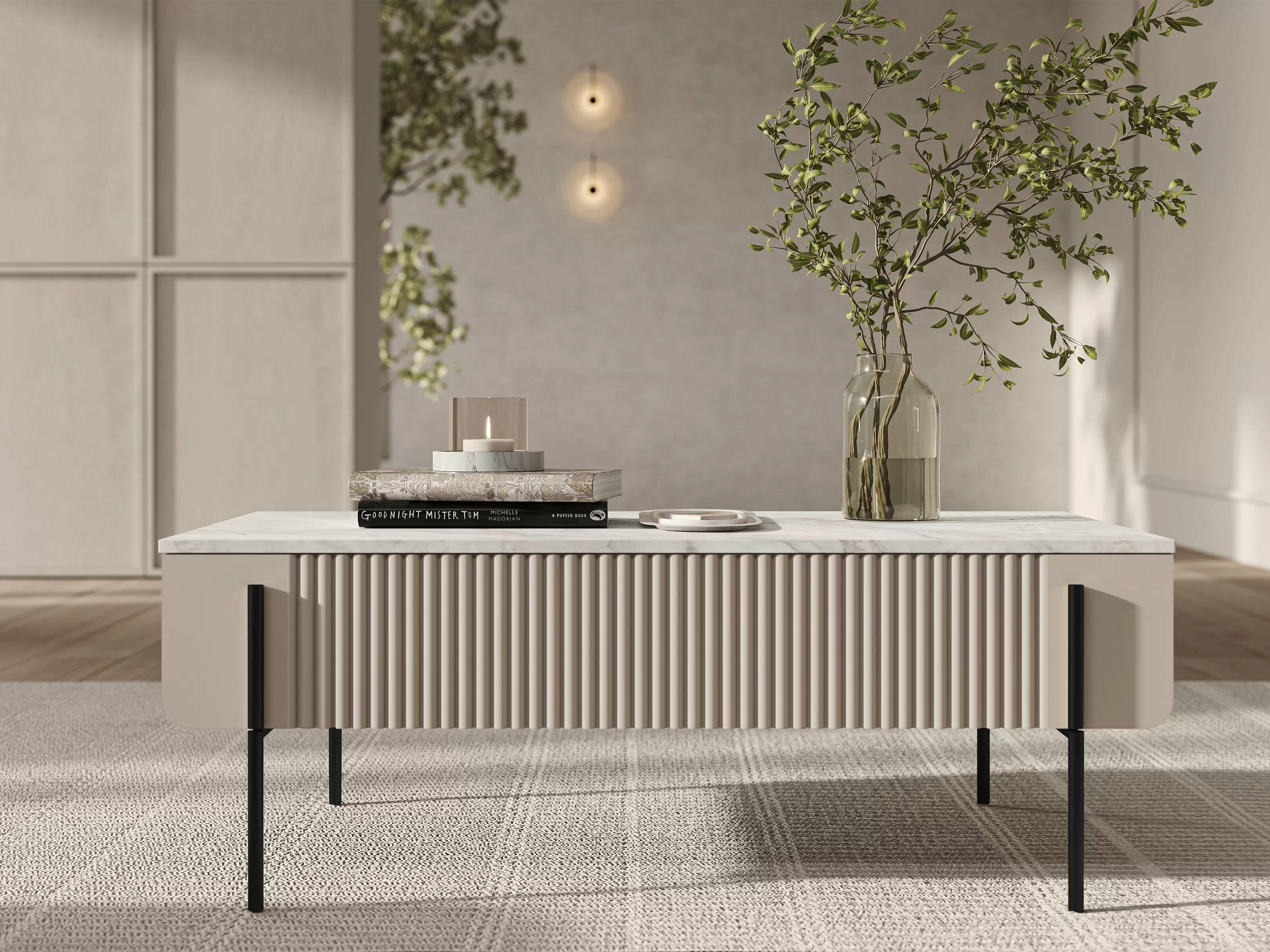 Žurnālu galdiņš Etrvero 106 (Kašmirs + Balts marmors)