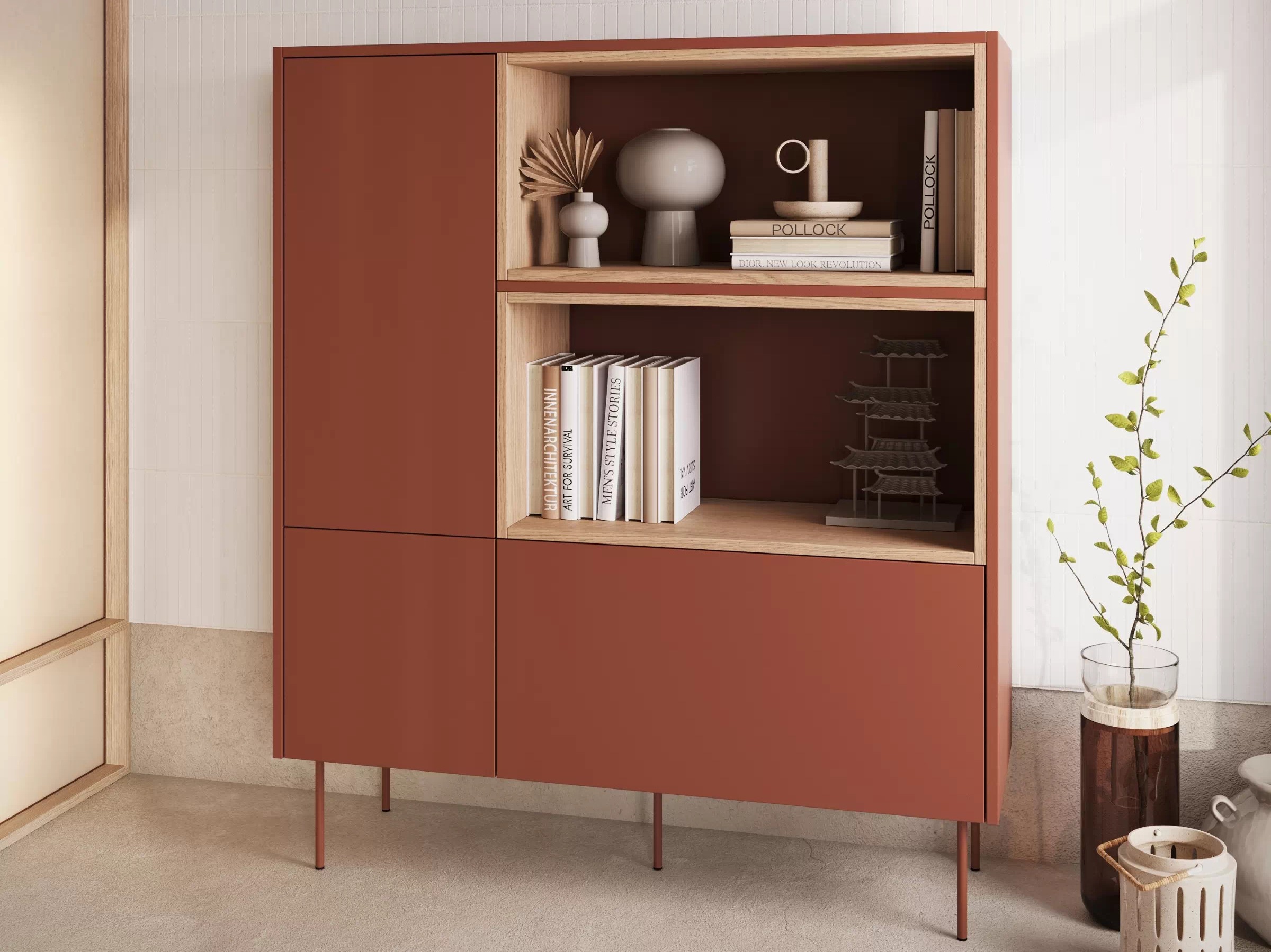 Plaukts Tivdala 112 (Ozols + Matēts sarkans)