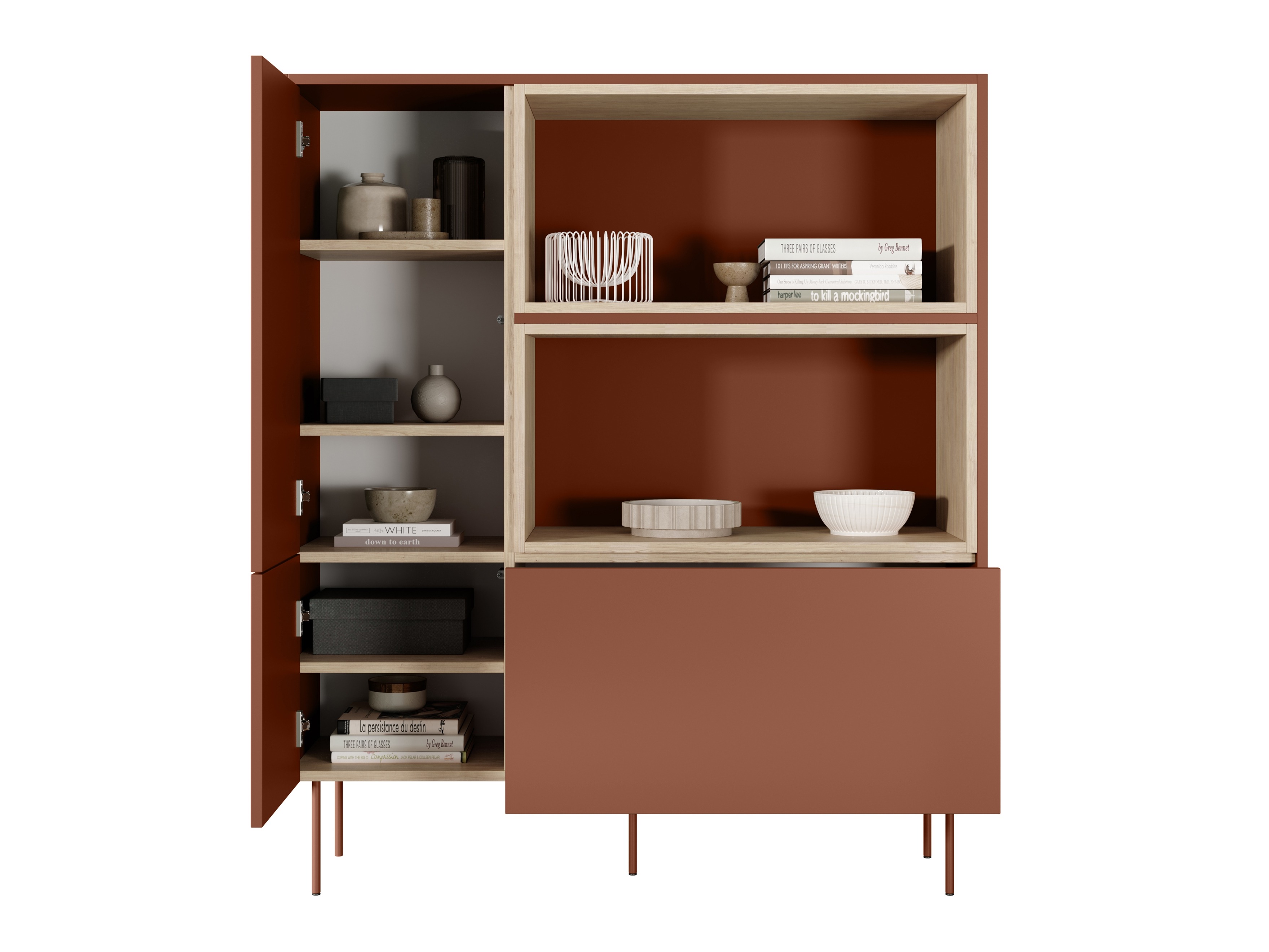 Plaukts Tivdala 112 (Ozols + Matēts sarkans)