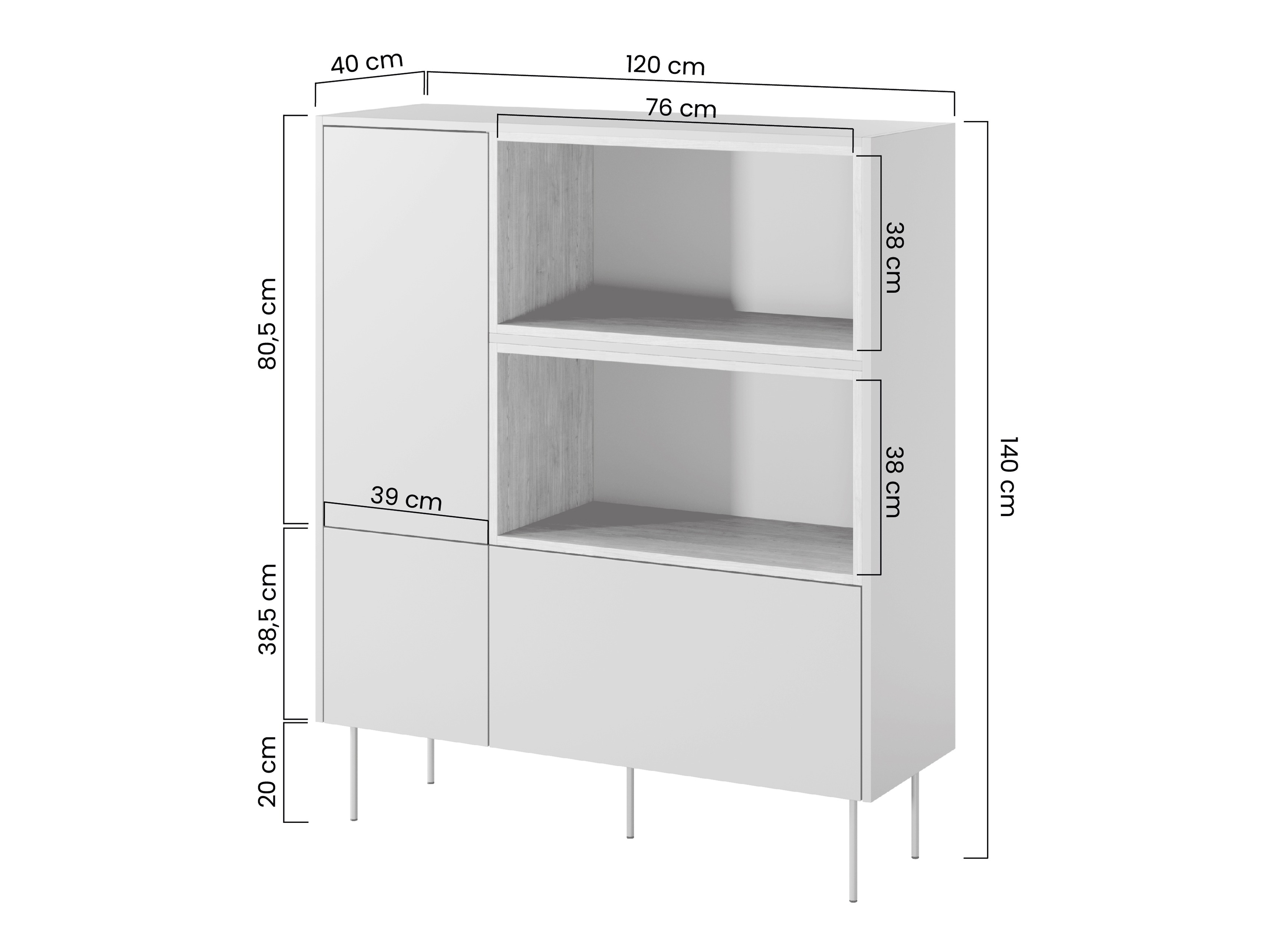 Plaukts Tivdala 112 (Ozols + Matēts sarkans)