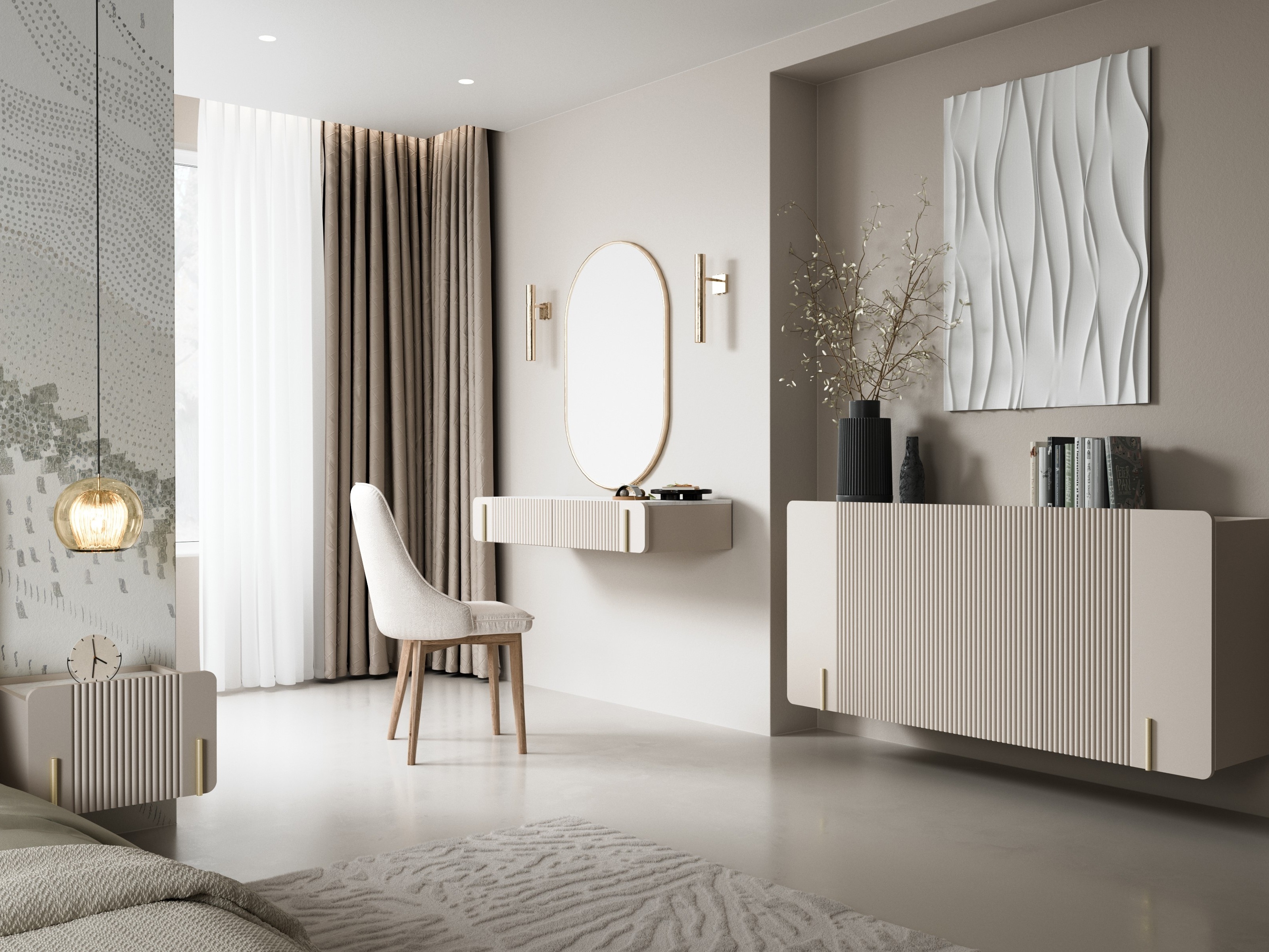 Прикроватная тумбочка Etrvero 108 (Кашемир + Белый мрамор)