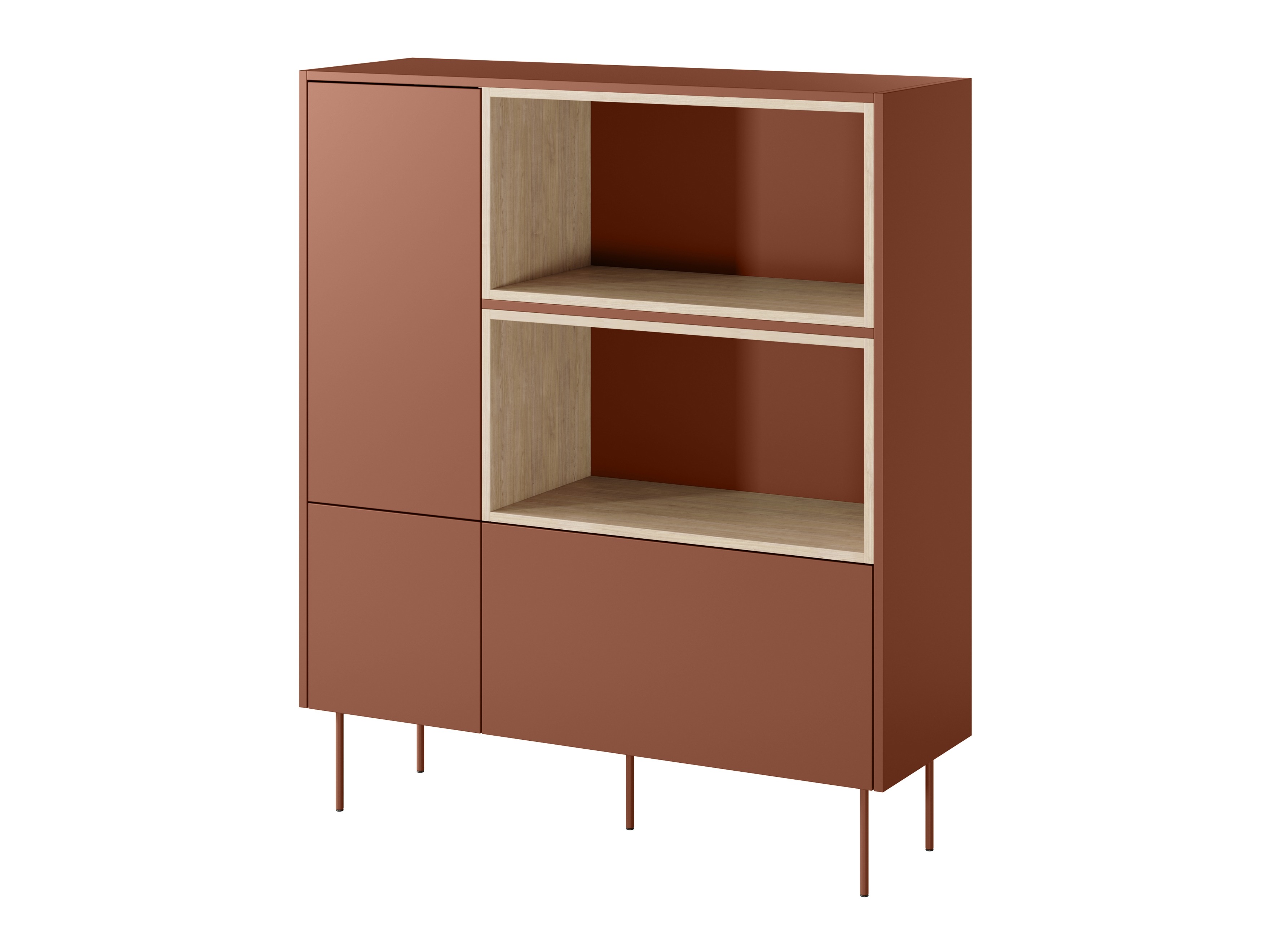 Стеллаж Tivdala 112 (Дуб + Матово-красный)