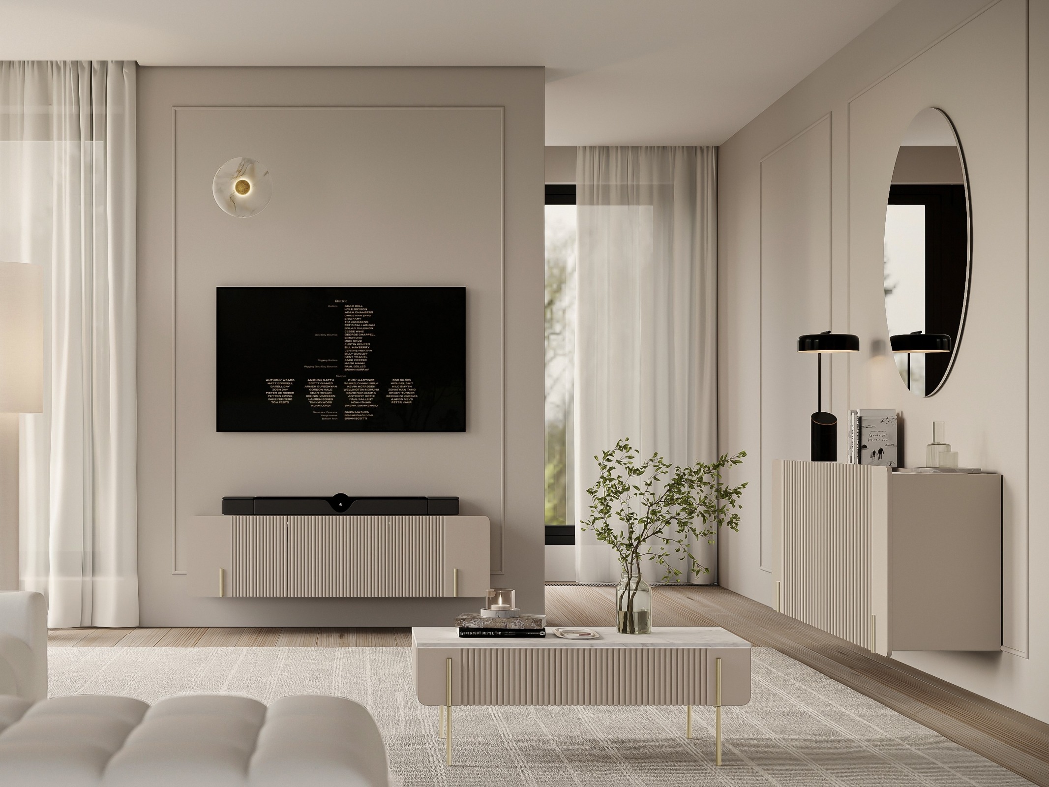 ТВ тумба Etrvero 112 (Кашемир + Белый мрамор)