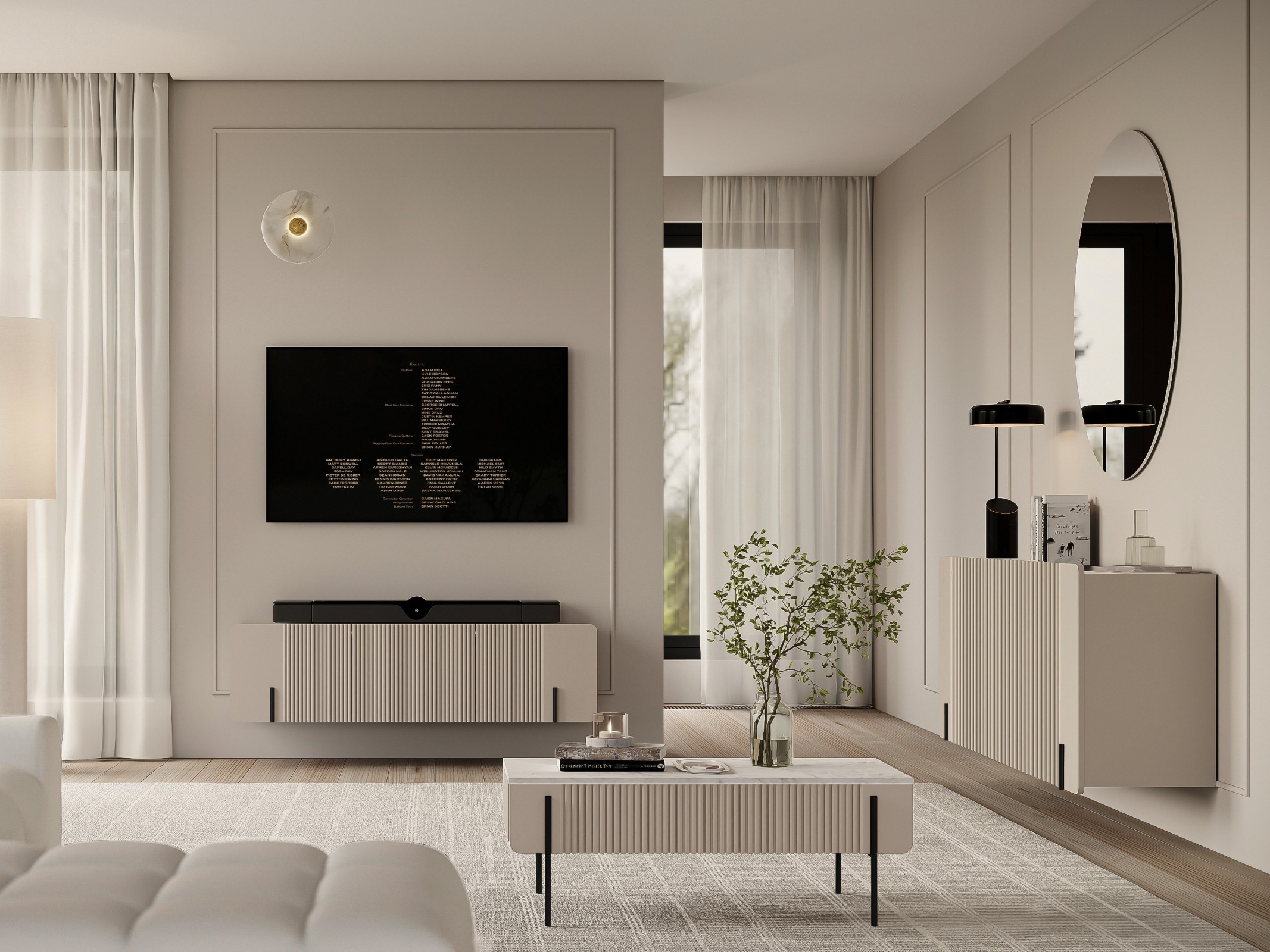 ТВ тумба Etrvero 112 (Кашемир + Белый мрамор)