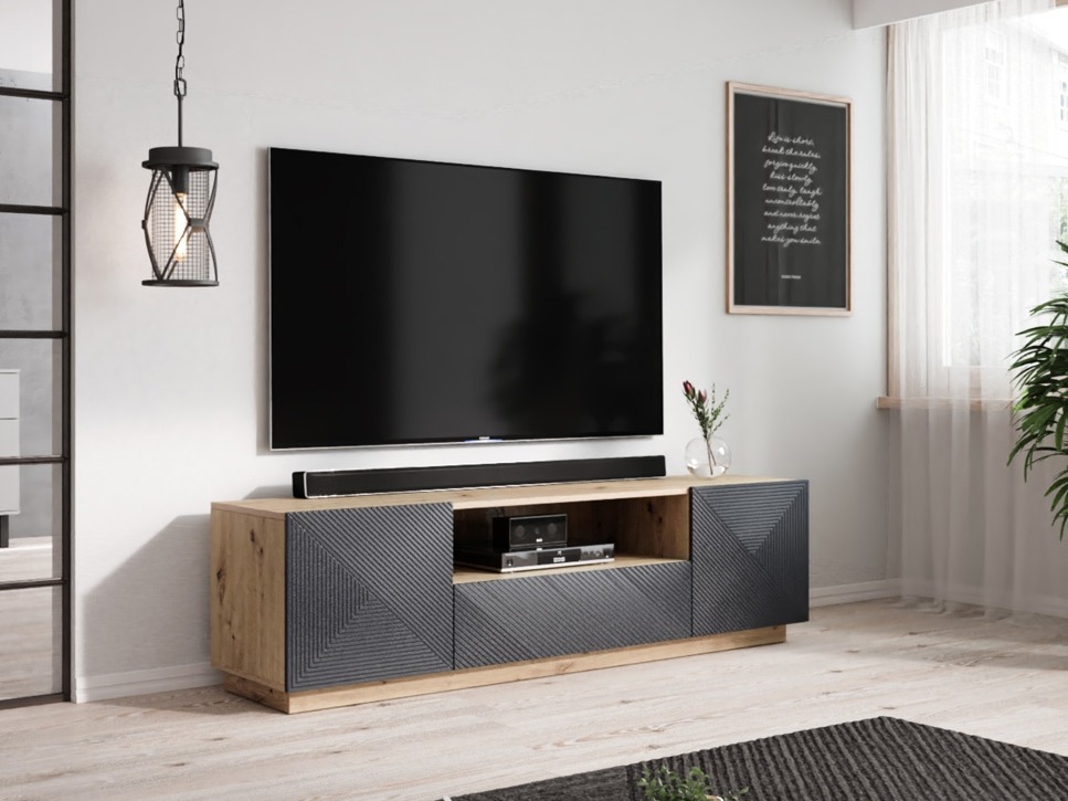 TV galds Dortivi 100 (Artisan ozols + Matēts pelēks)