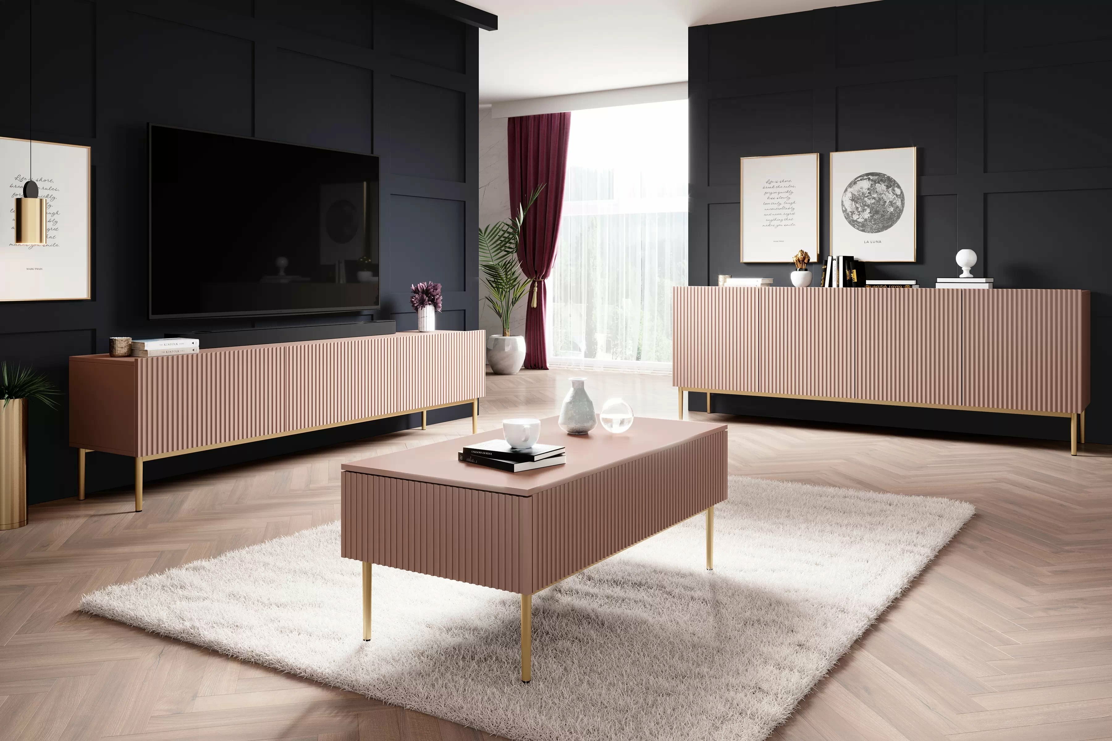 TV galds Melfelu 103 (Tumši rozā)